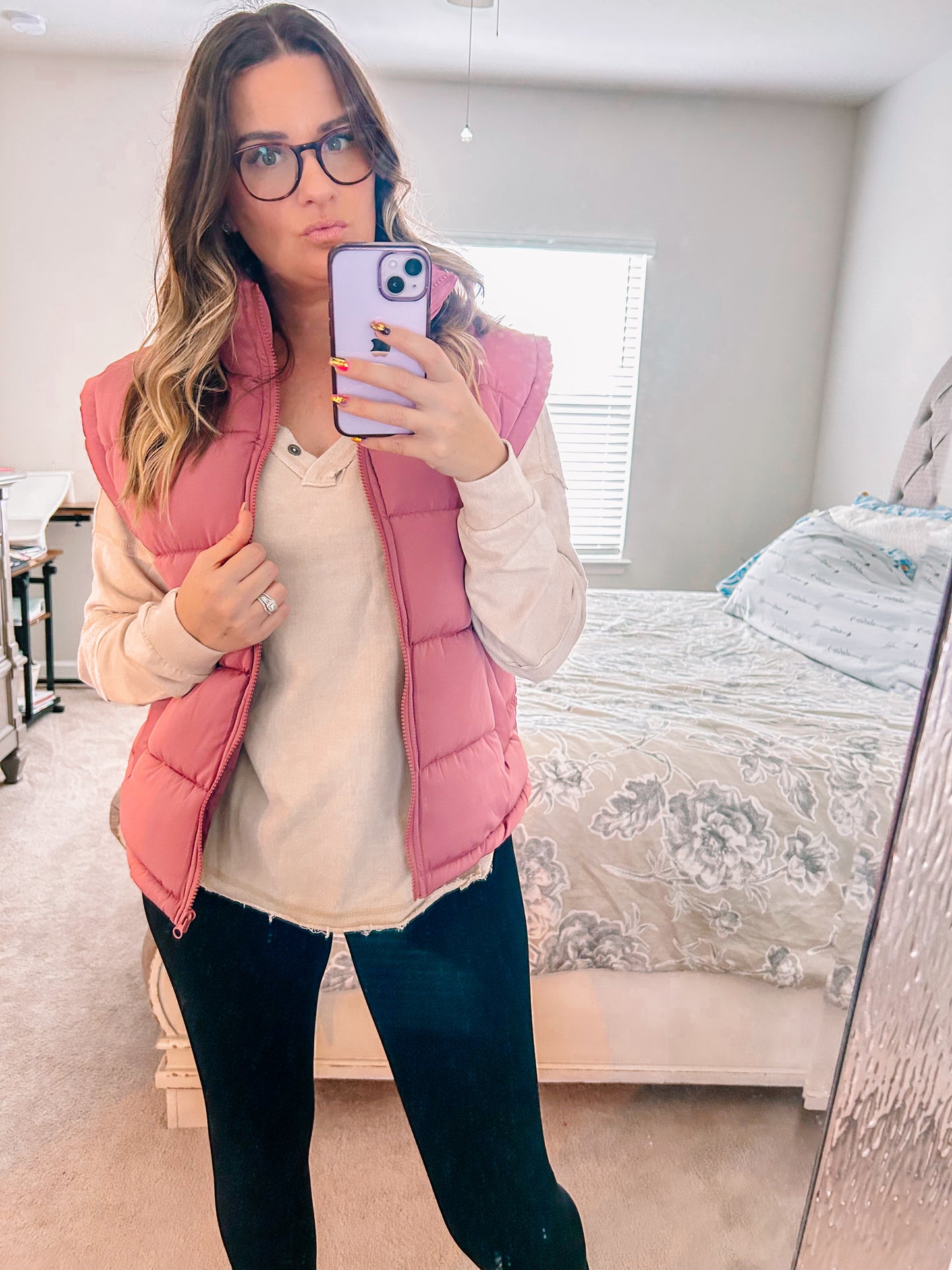 Dusty Rose Puffer Vest