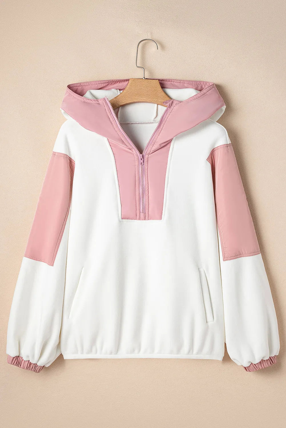 Colorblock Half Zip Long Sleeve Hoodie
