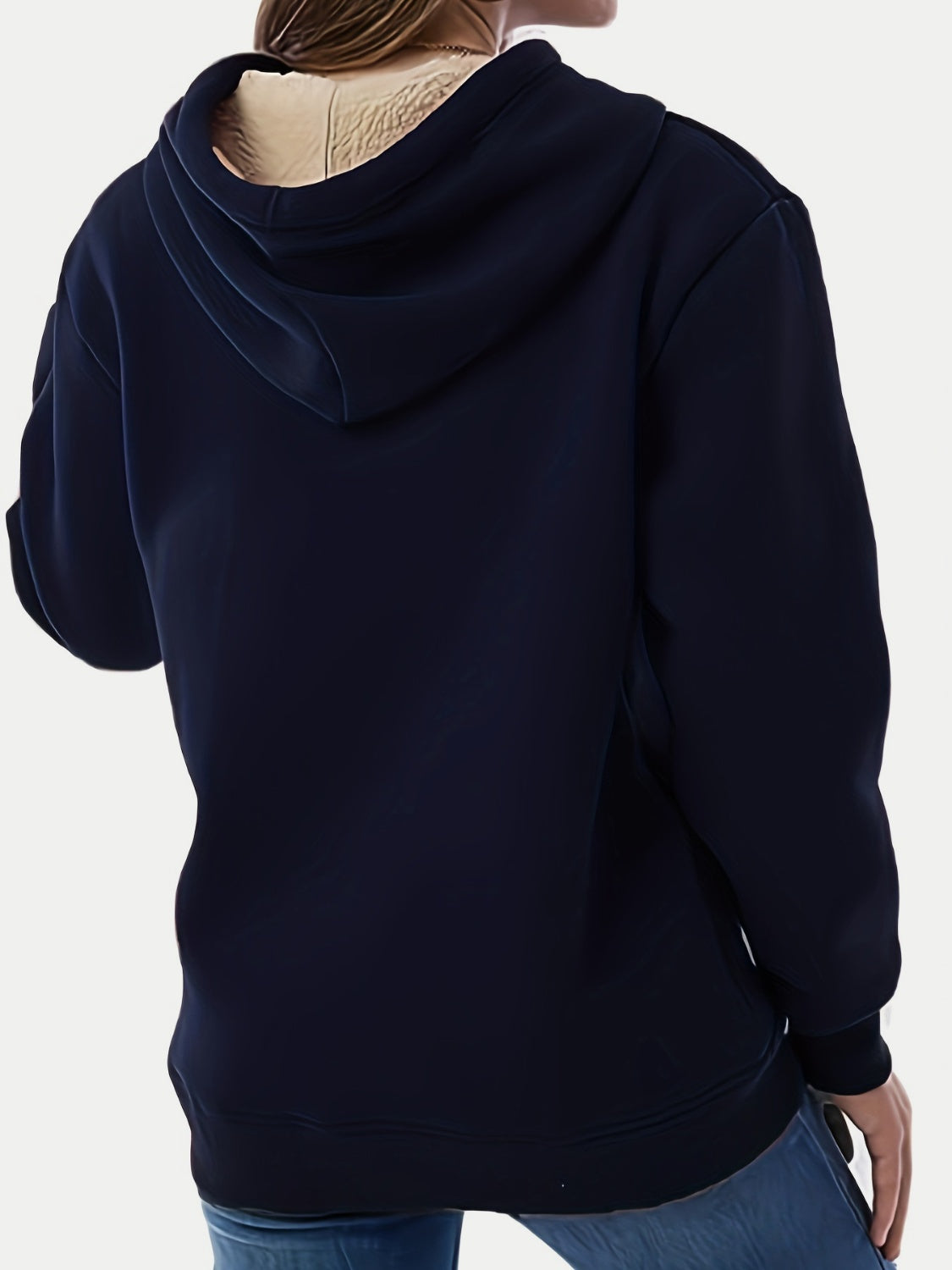 Drawstring Long Sleeve Hoodie with Fleece Lining