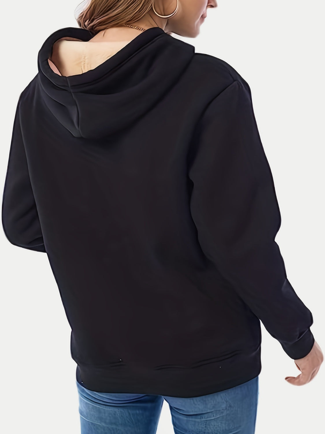 Drawstring Long Sleeve Hoodie with Fleece Lining