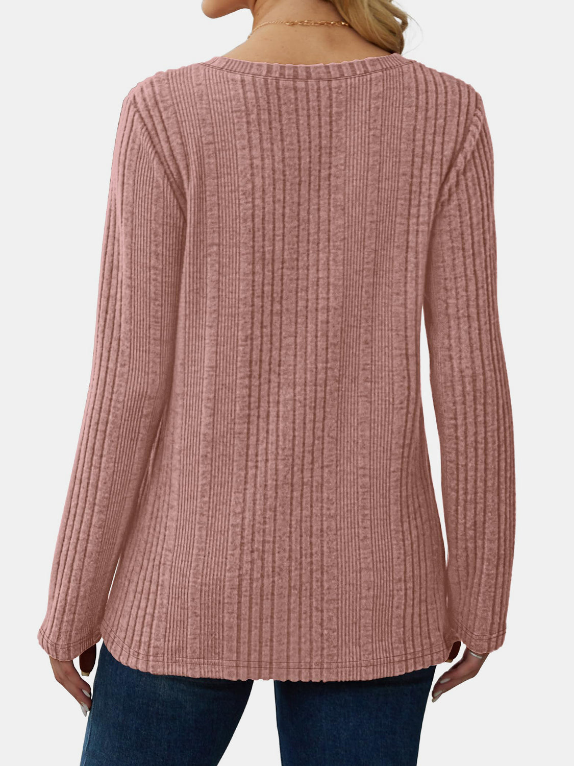 Vneck Long Sleeve Solid Shirt