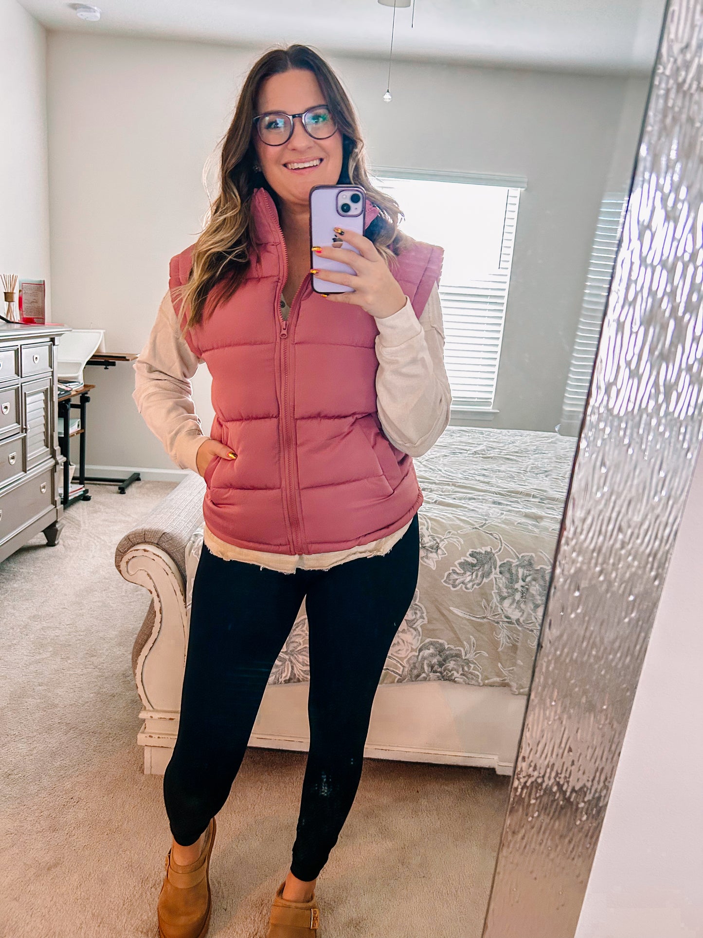 Dusty Rose Puffer Vest