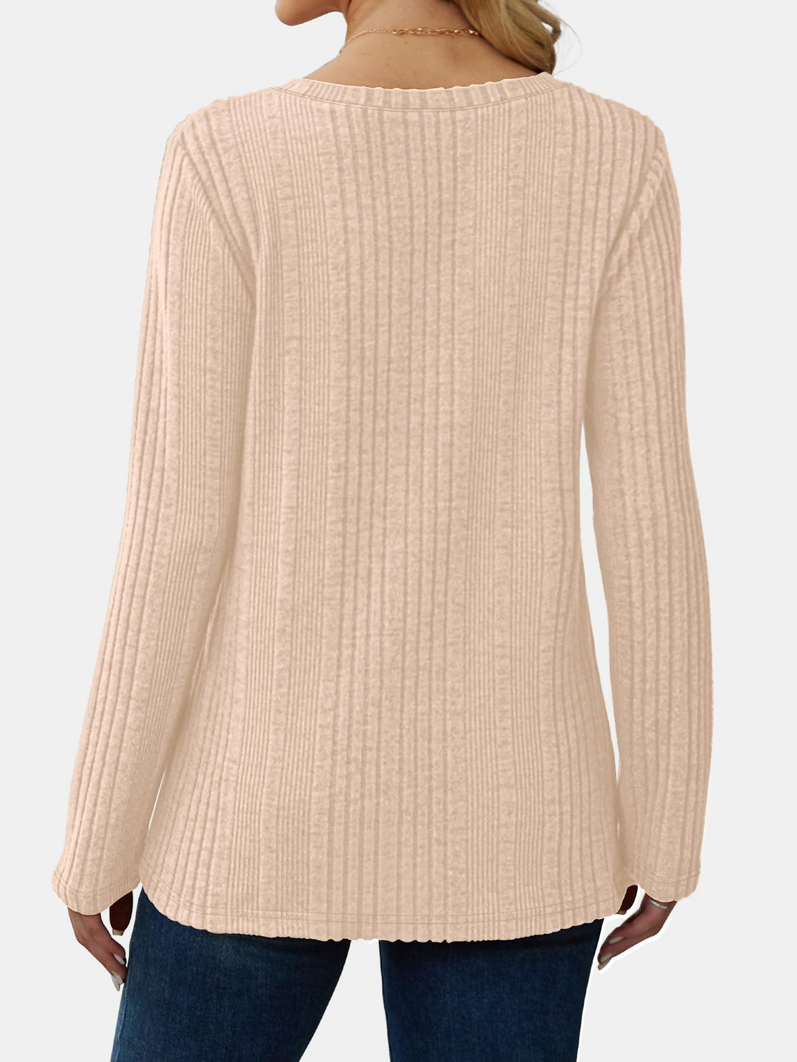 Vneck Long Sleeve Solid Shirt