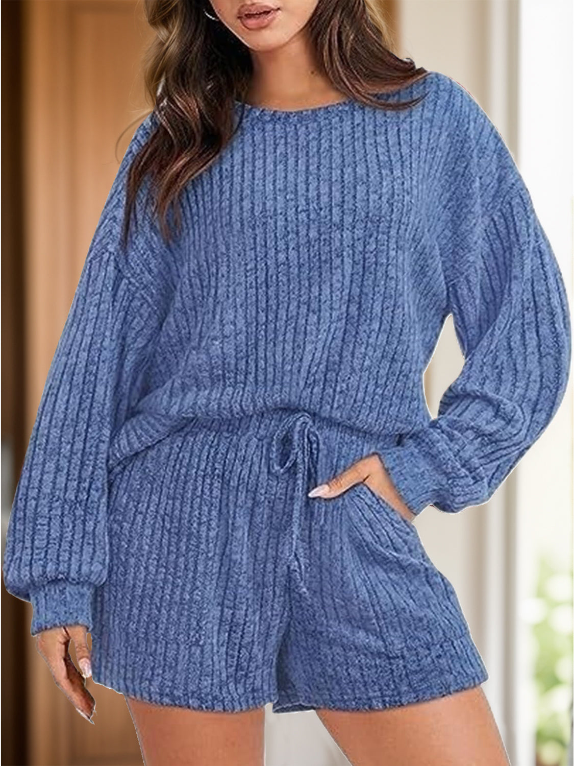 Lounge Worthy Dropped Shoulder Top and Shorts Set