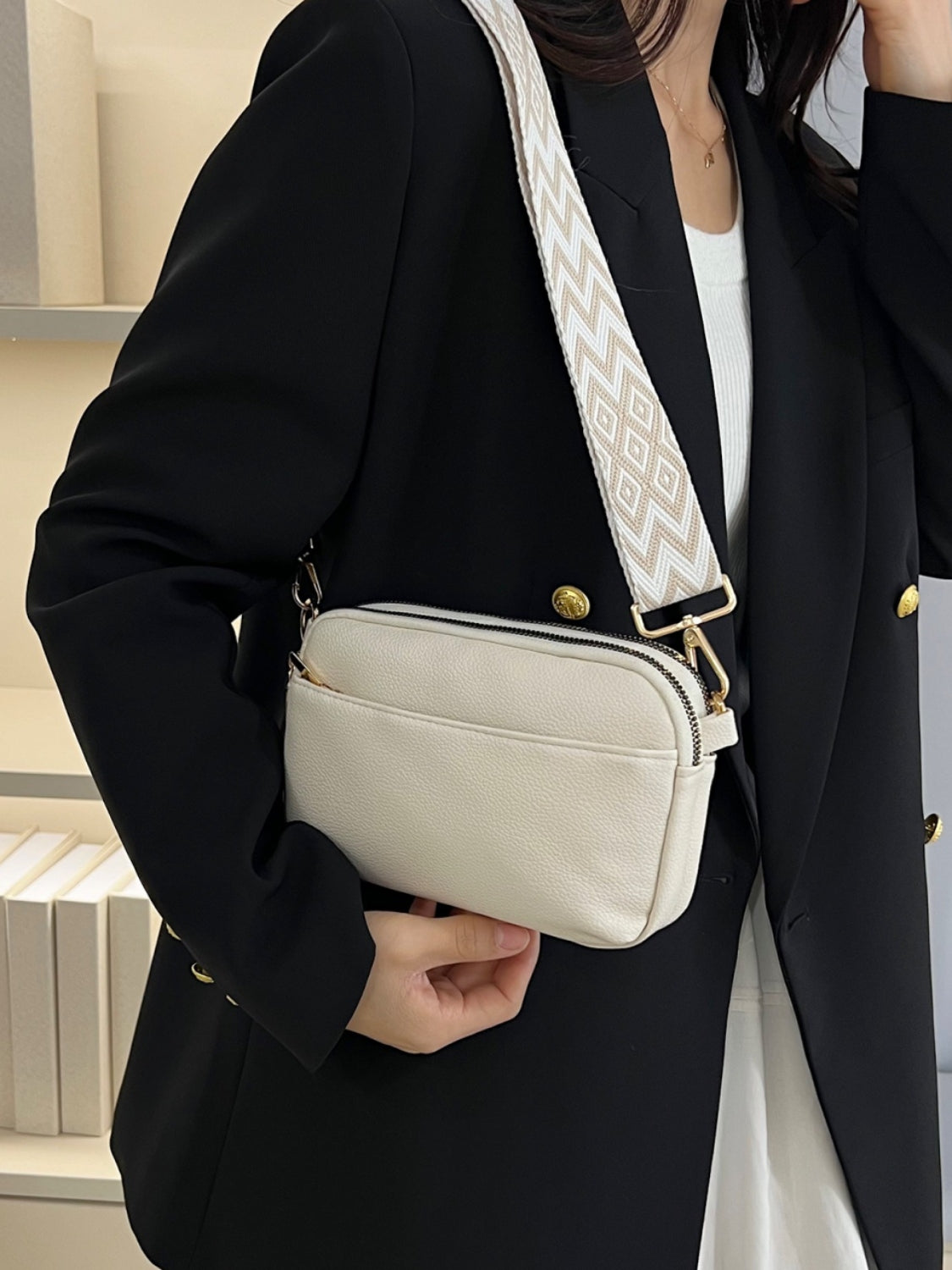 Faux Leather Single Strap Crossbody Bag