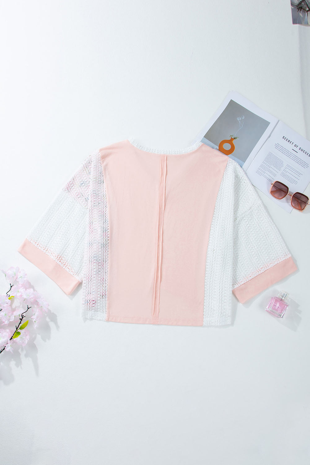 Floral V-Neck Three-Quarter Sleeve Blouse
