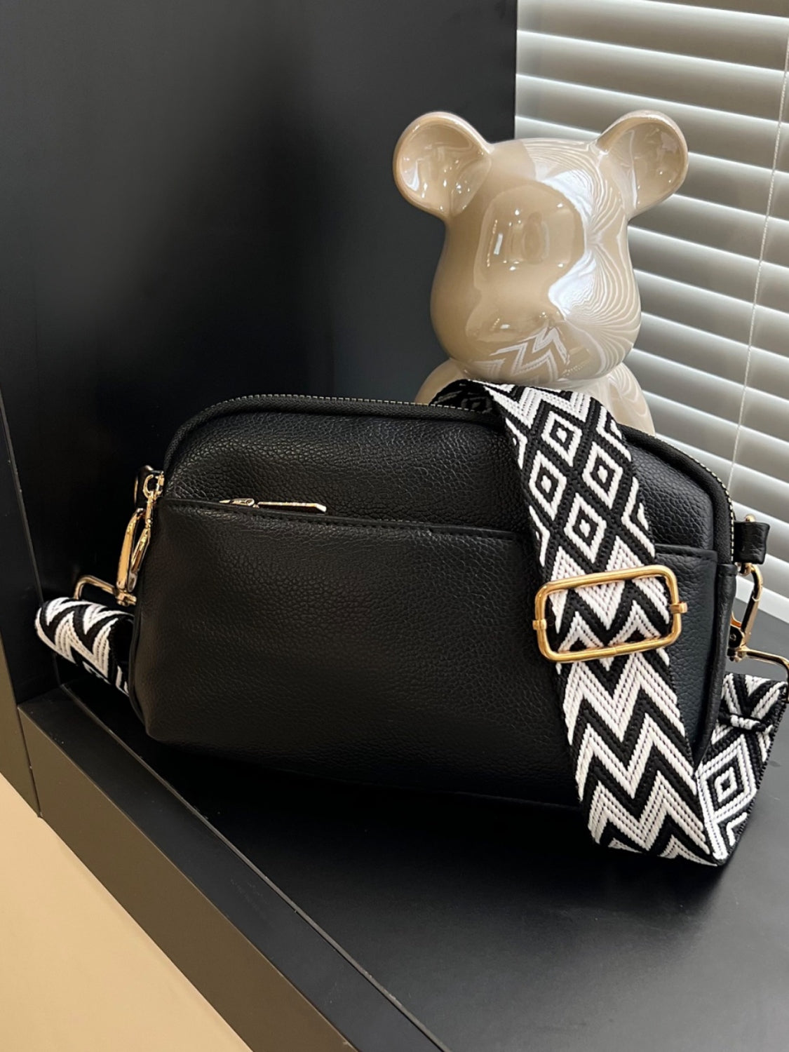 Faux Leather Single Strap Crossbody Bag