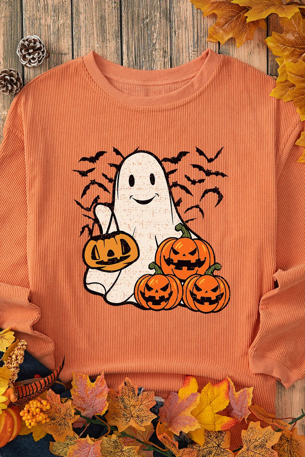 Pumpkin and Ghosts Halloween Long Sleeve Top