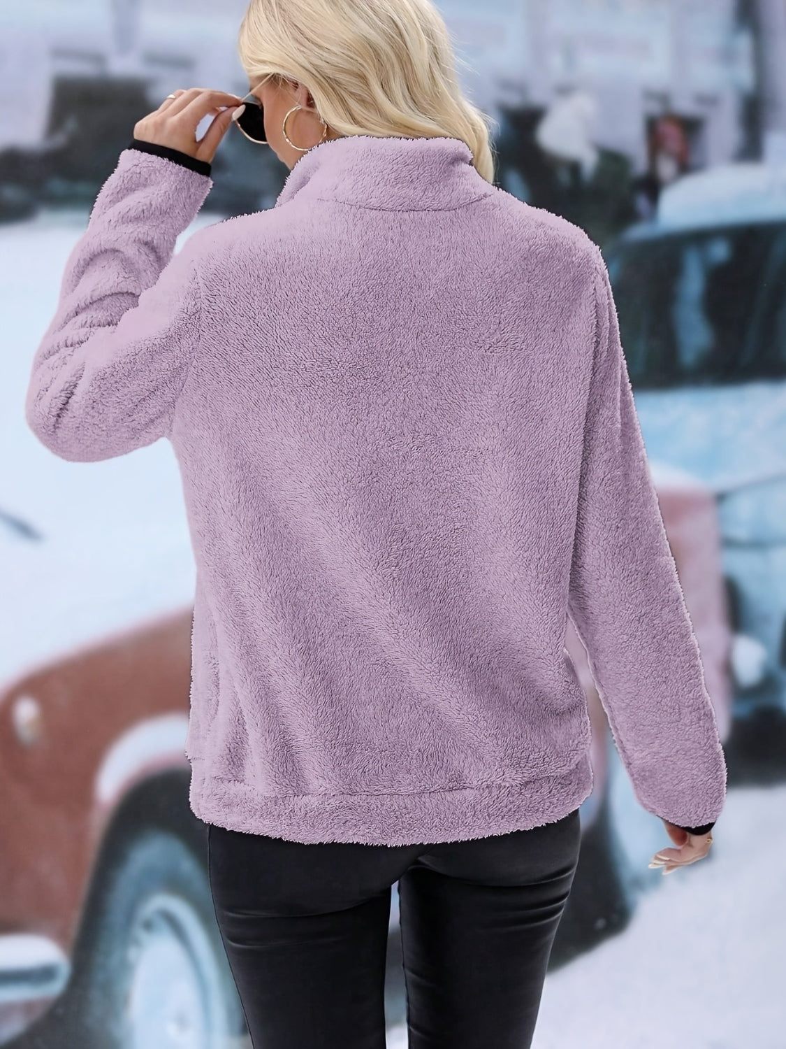 Half Zip Long Sleeve Fleece Lined Sweatshirt