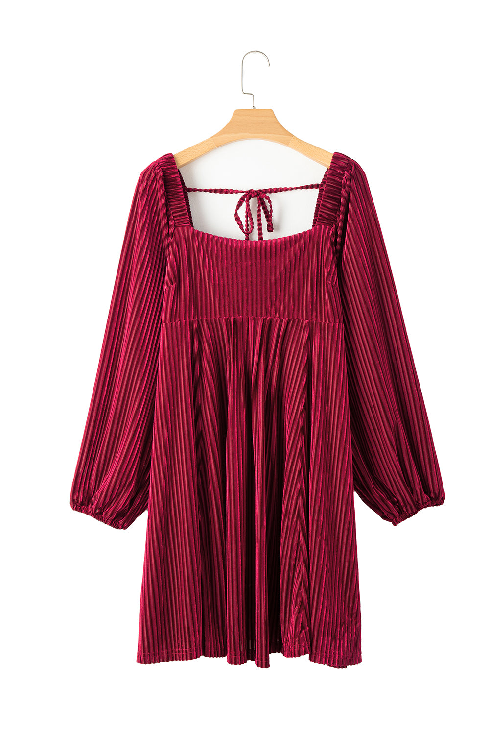 Square Neck Long Sleeve Velvet Dress