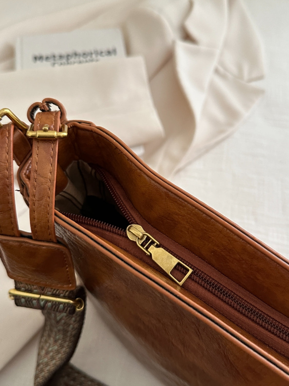 Faux Leather Adjustable Strap Crossbody Bag with Wallet