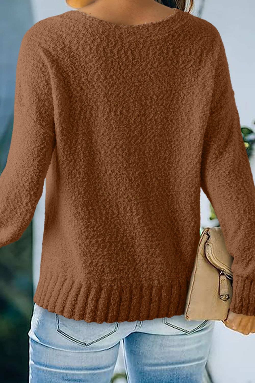 Vneck Dropped Shoulder Sweater