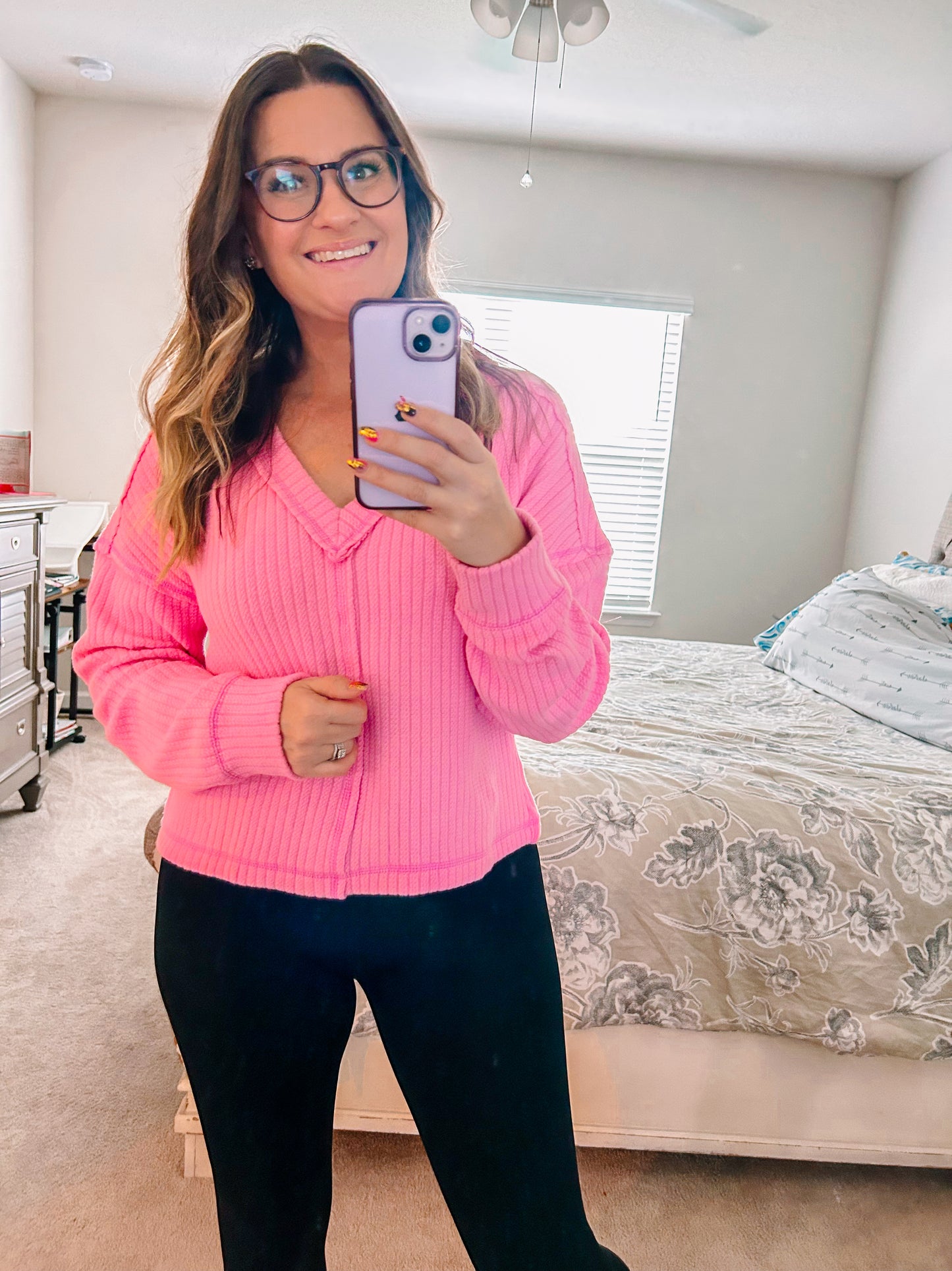 Vneck Raw Hem Cozy Sweater