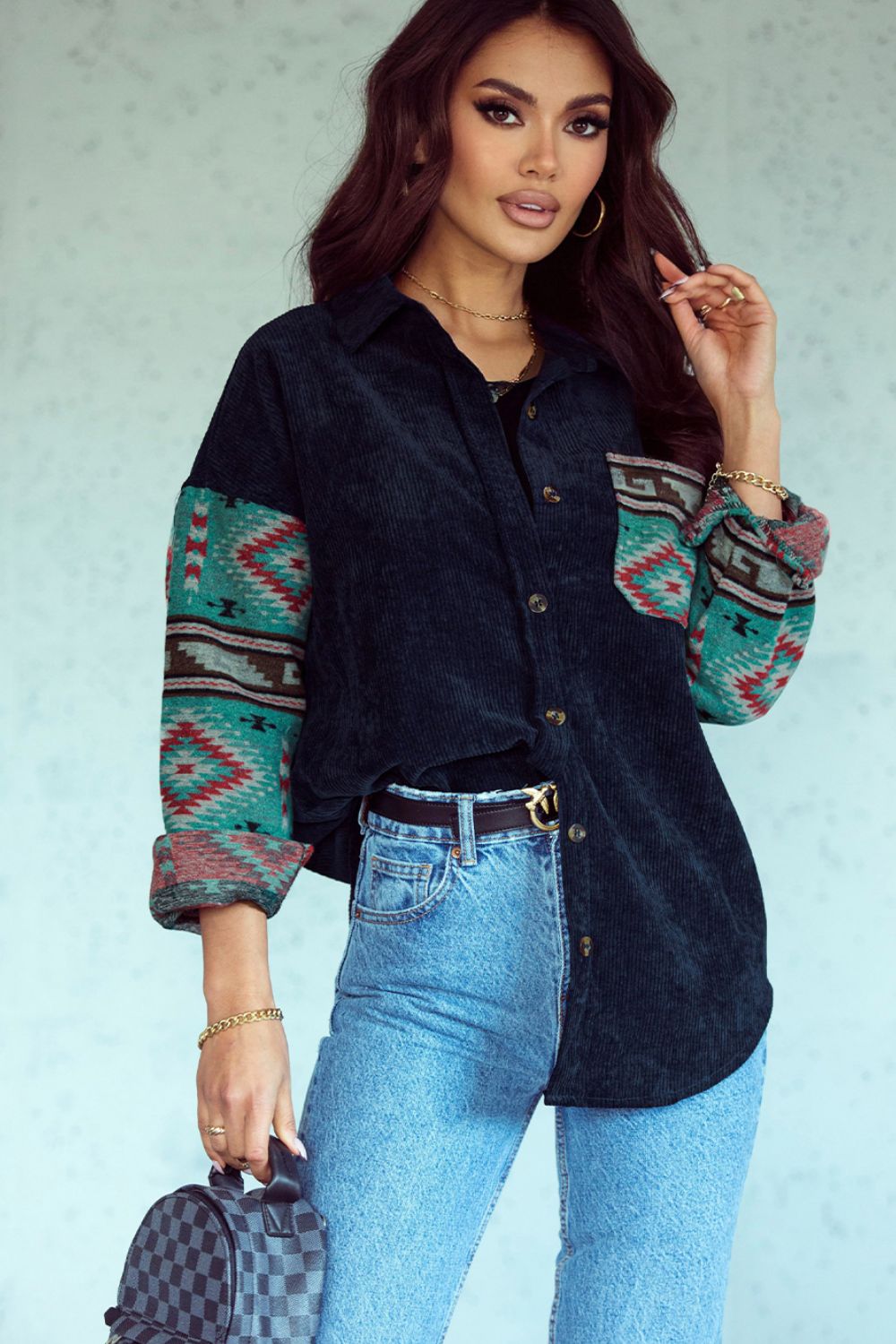 Aztec Collared Shacket