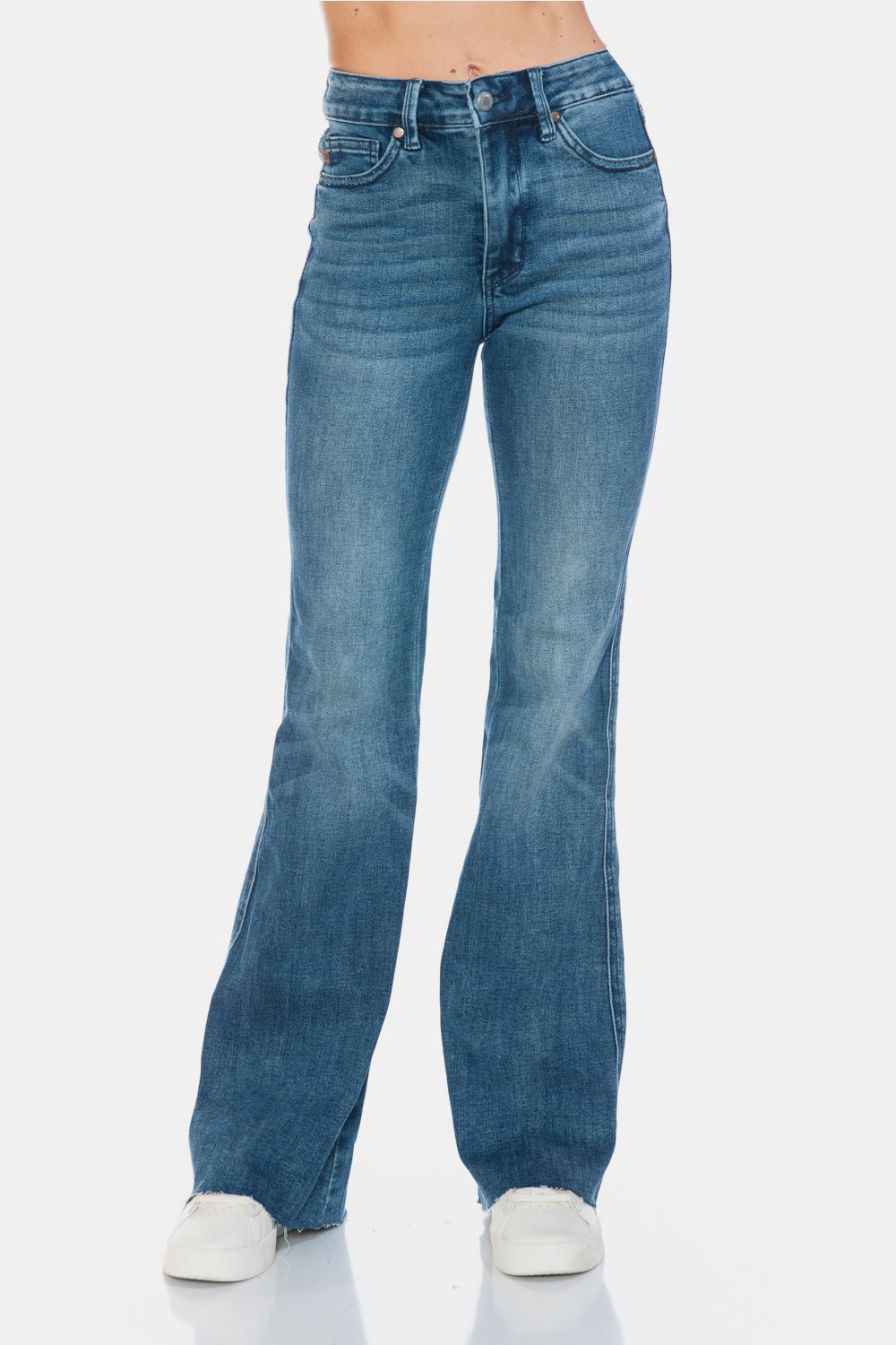 Judy Blue Tummy Control Raw Hem Flare Jeans