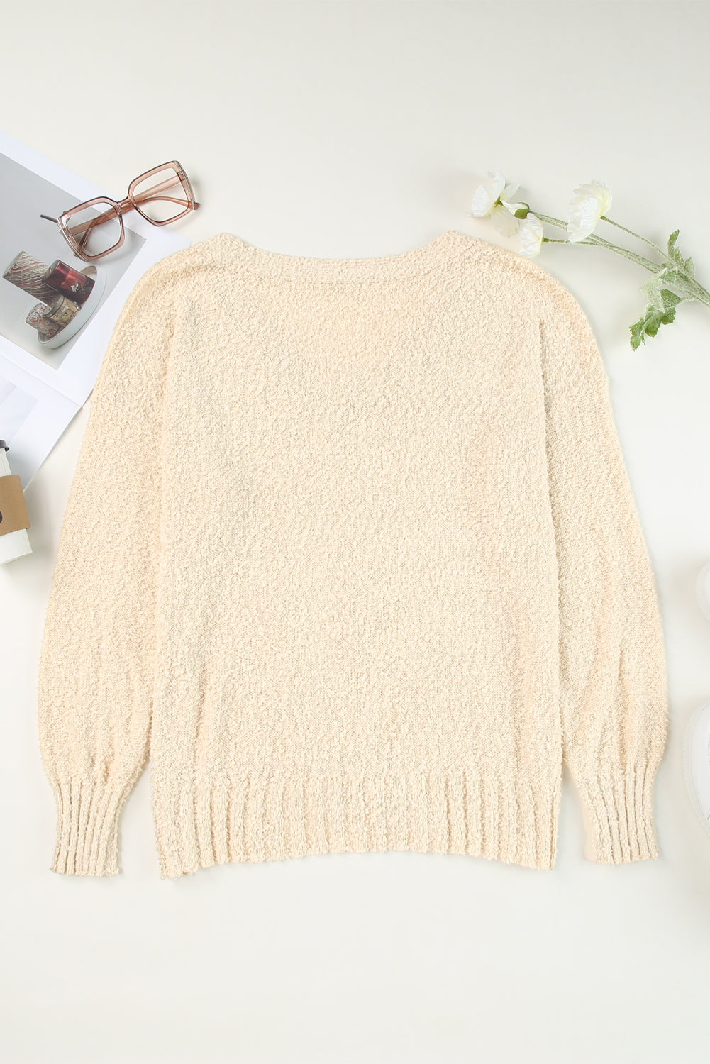 Vneck Dropped Shoulder Sweater