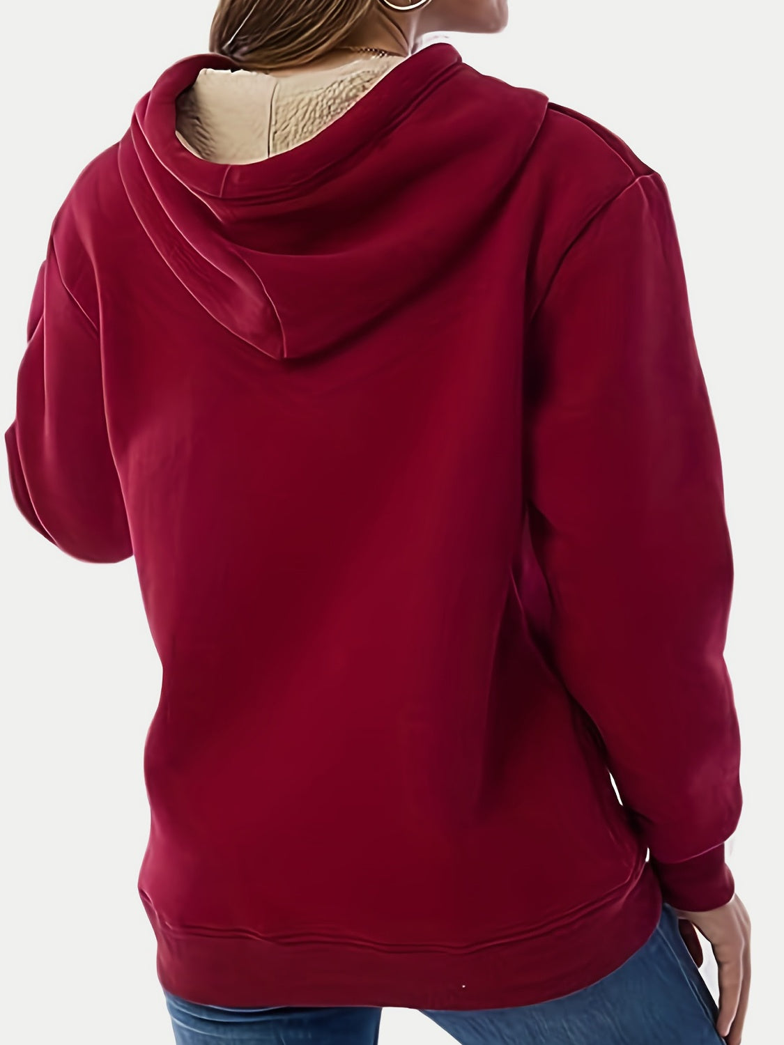 Drawstring Long Sleeve Hoodie with Fleece Lining