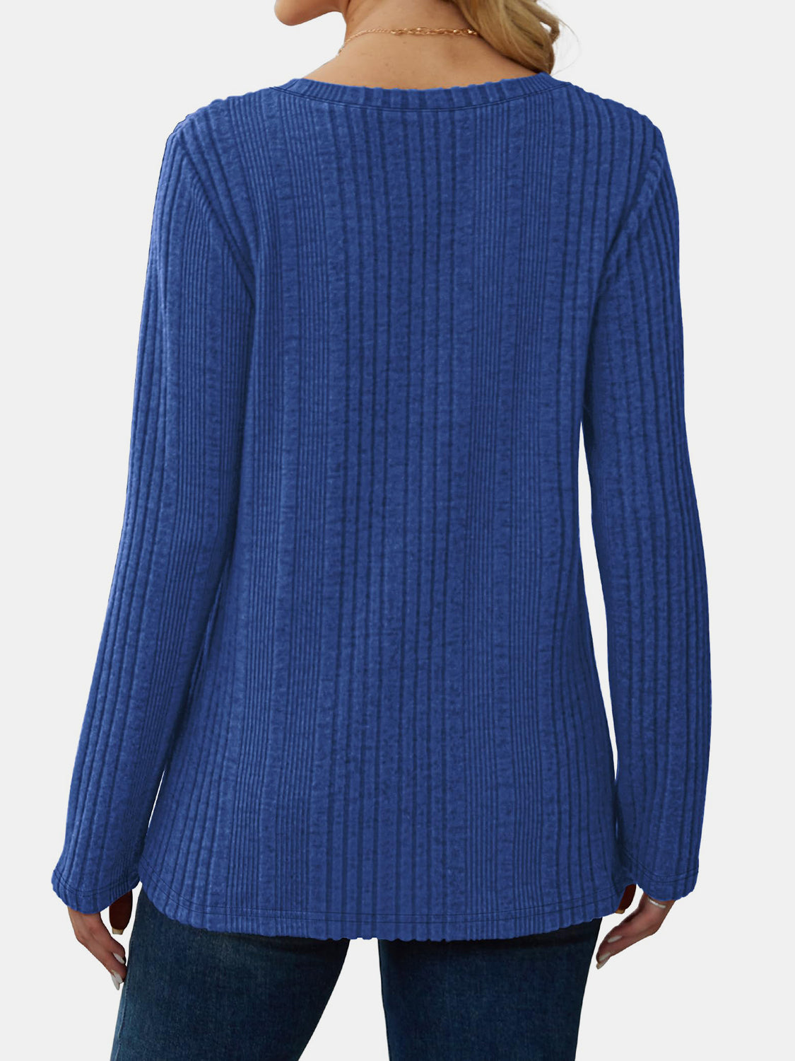 Vneck Long Sleeve Solid Shirt