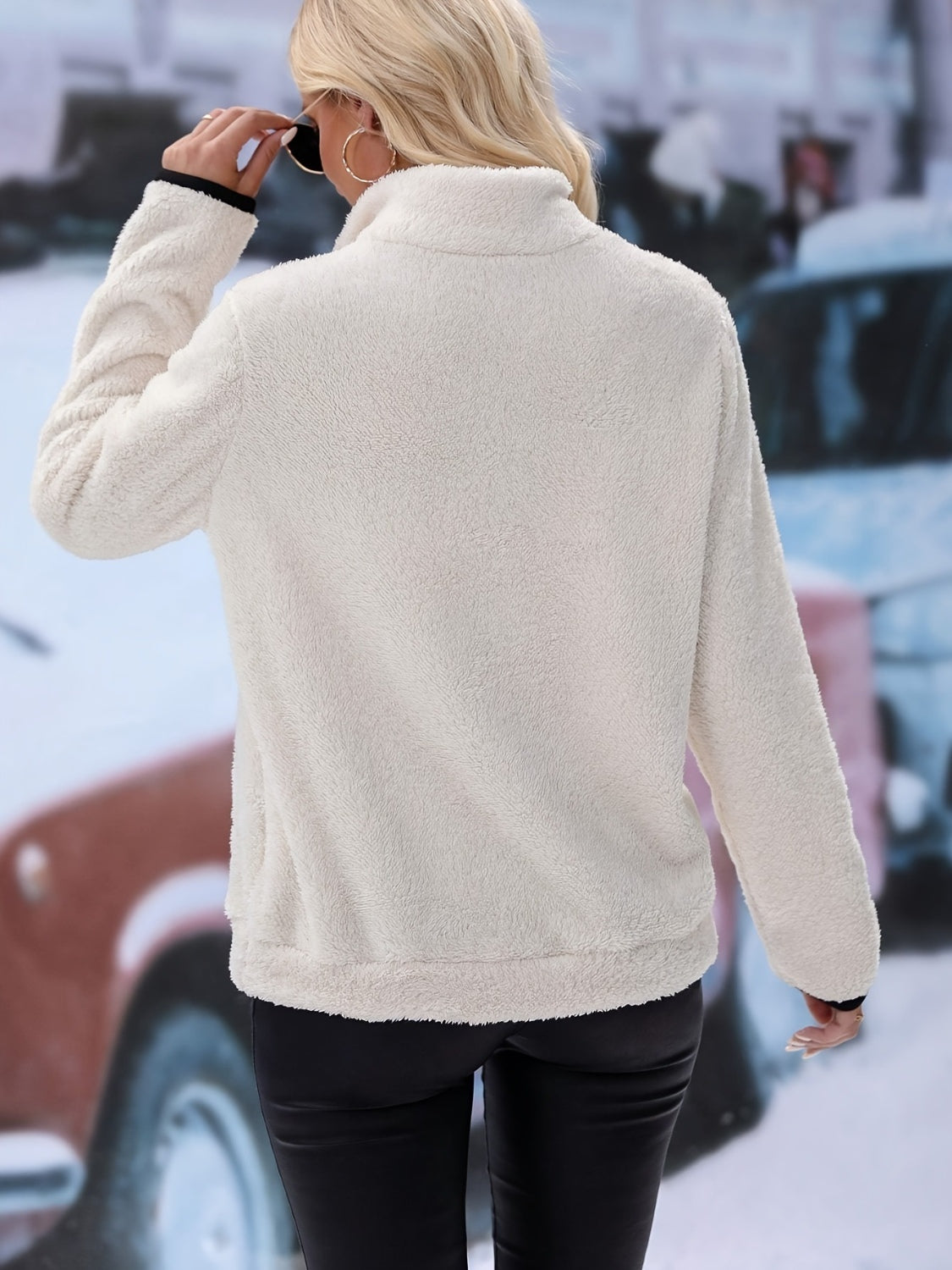 Half Zip Long Sleeve Fleece Lined Sweatshirt