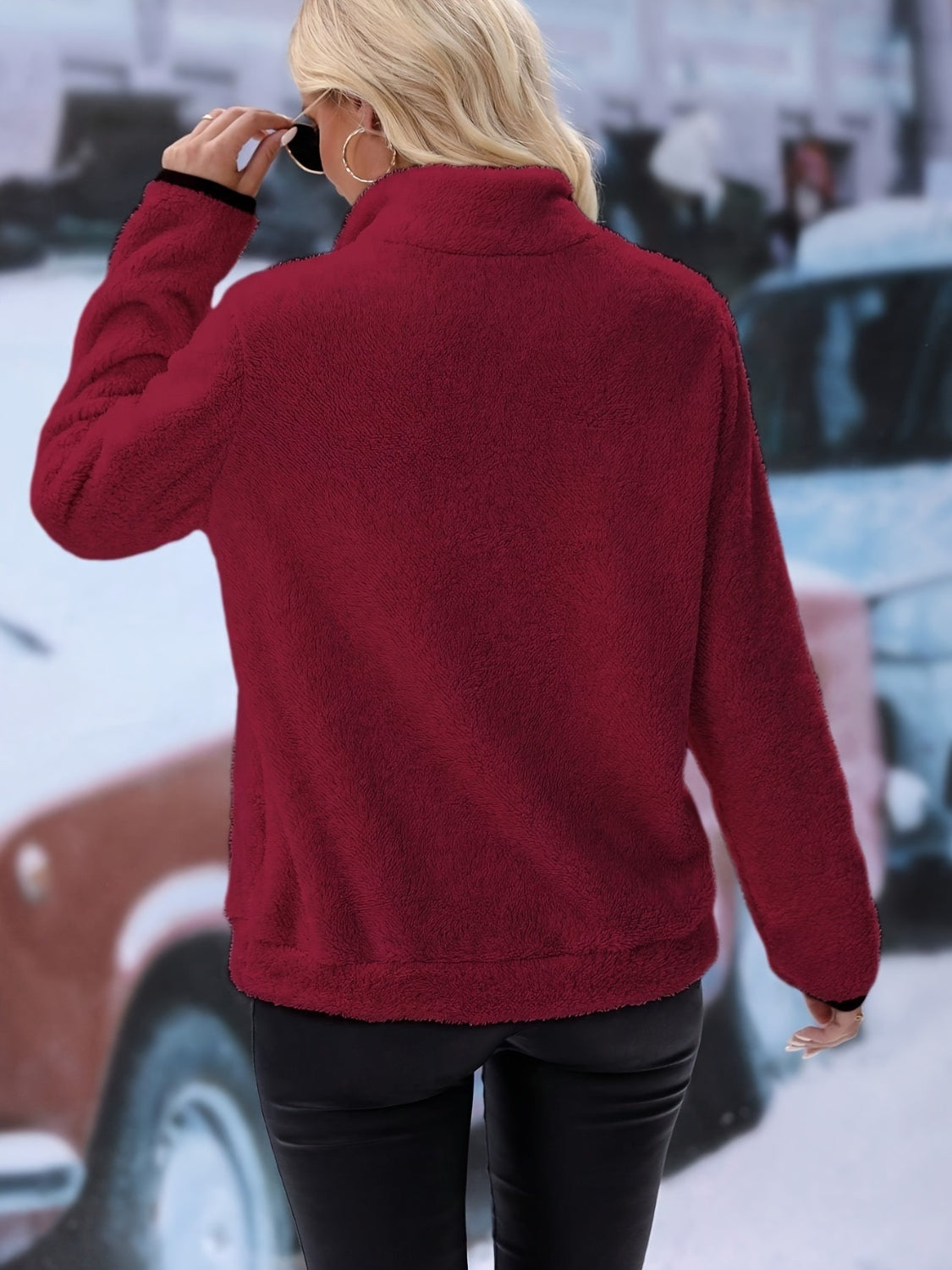 Half Zip Long Sleeve Fleece Lined Sweatshirt