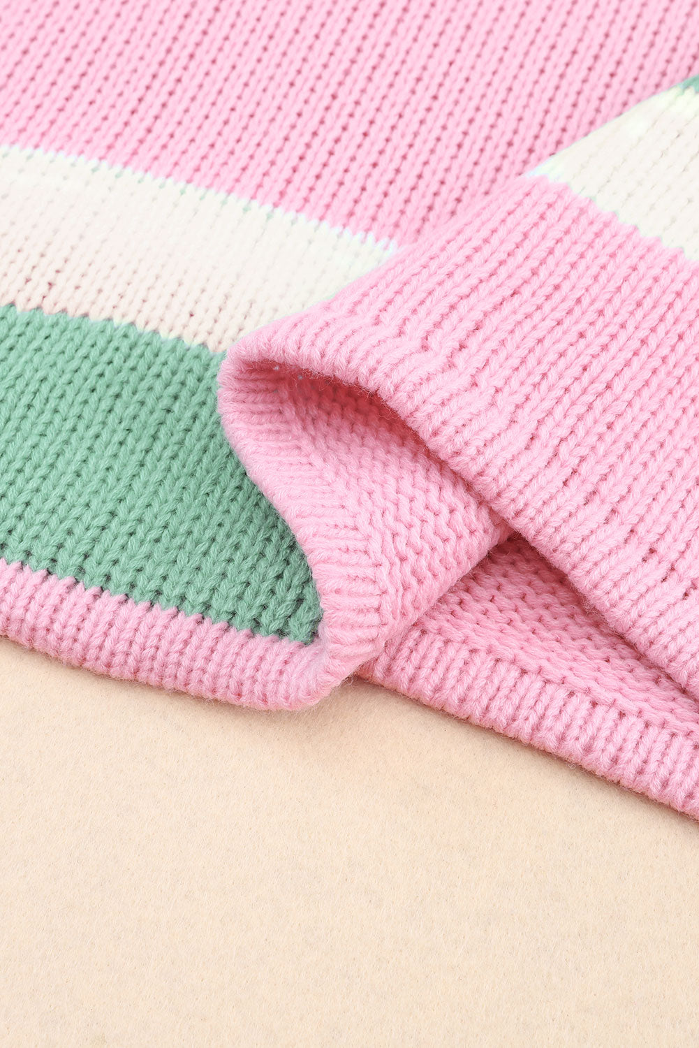 Colorblock Round Neck Drop Shoulder Sweater