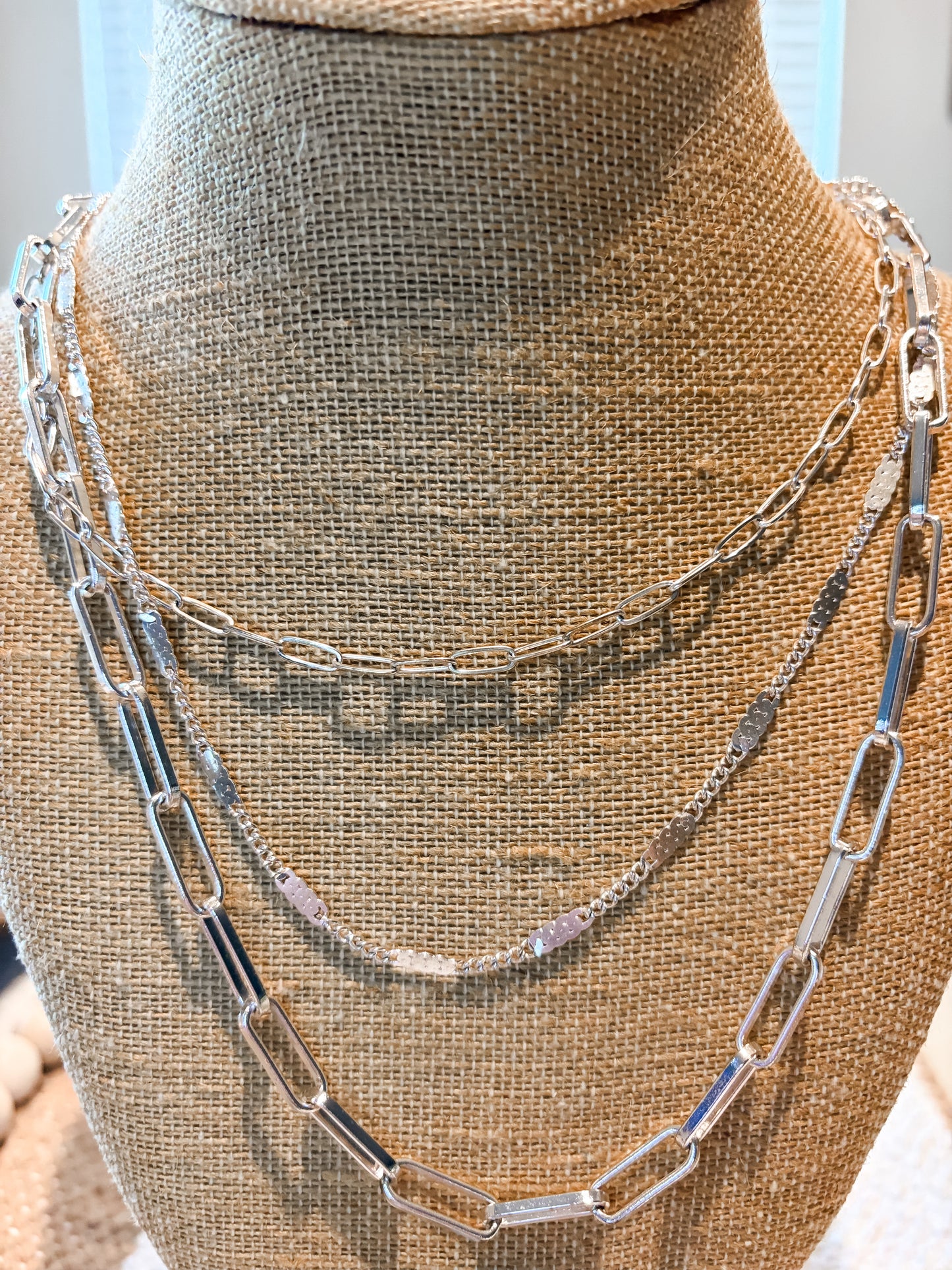 Matte Silver Layered Necklace