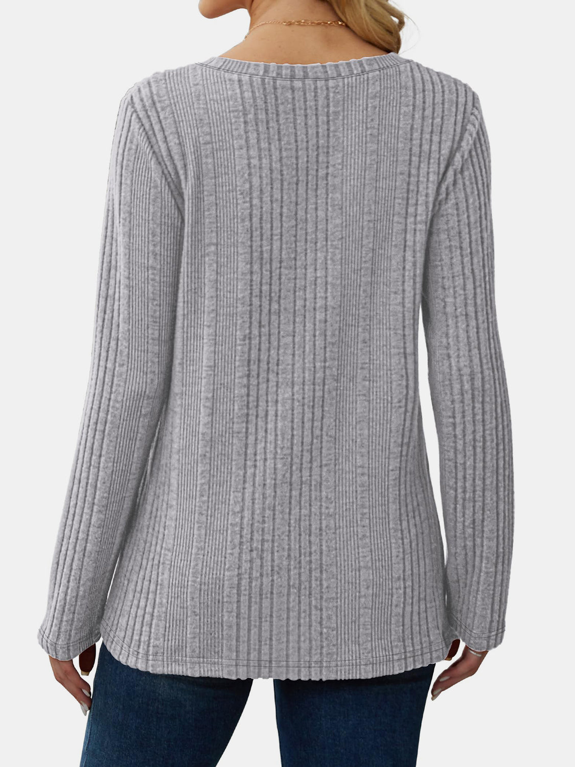 Vneck Long Sleeve Solid Shirt