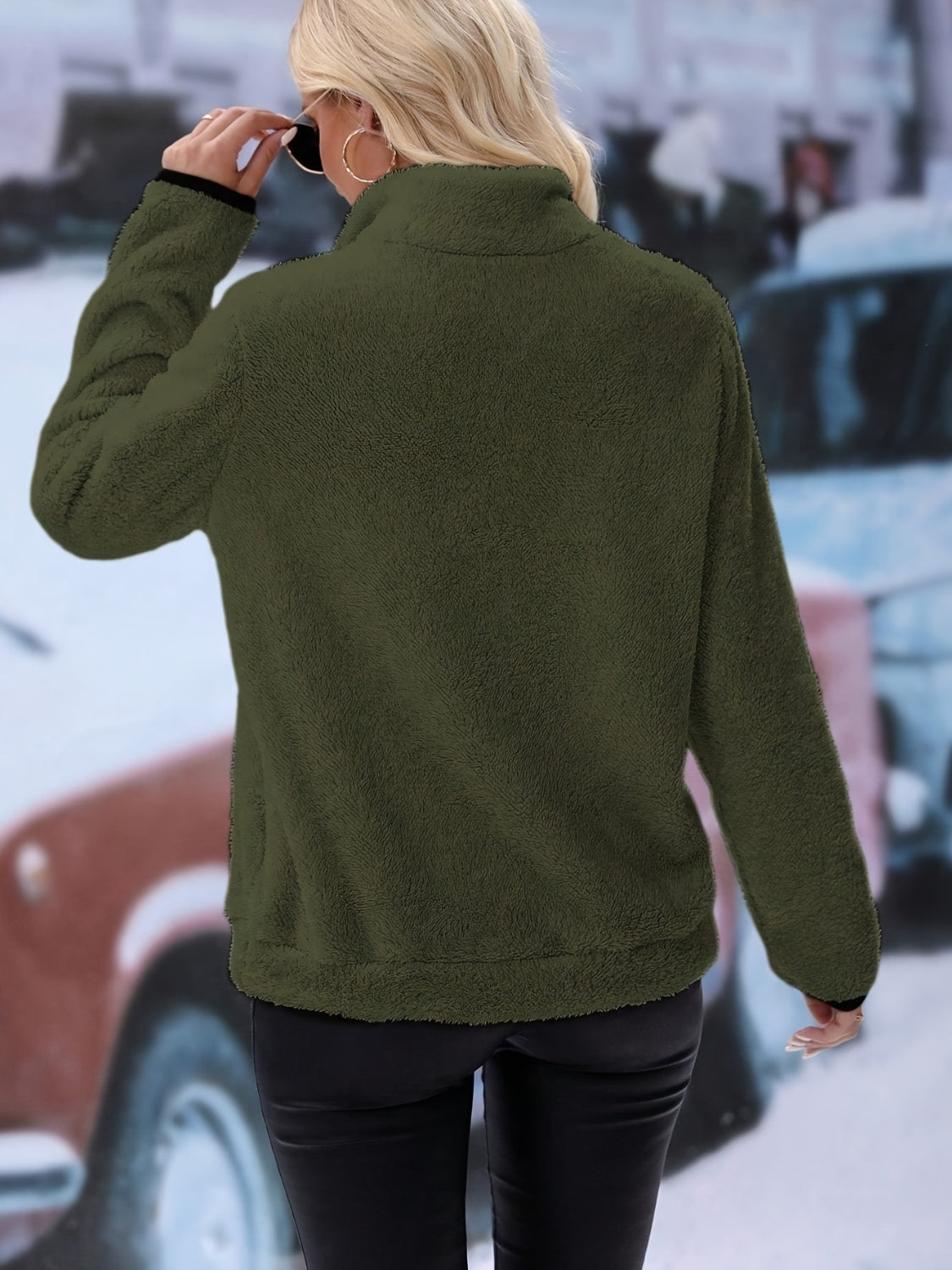 Half Zip Long Sleeve Fleece Lined Sweatshirt