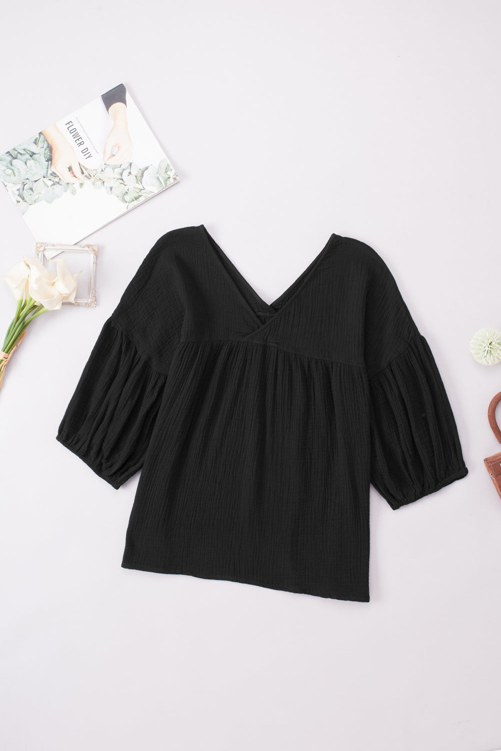*APP EXCLUSIVE* Dropped Shoulder Vneck Blouse