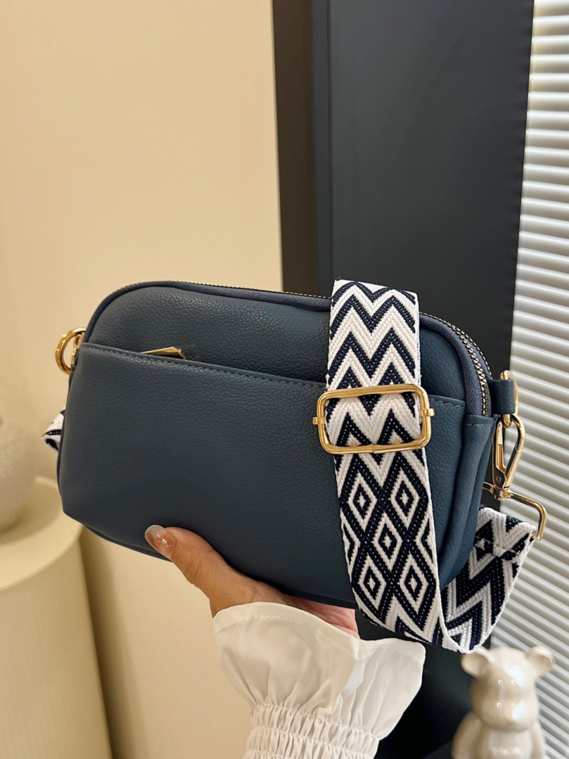 Faux Leather Single Strap Crossbody Bag