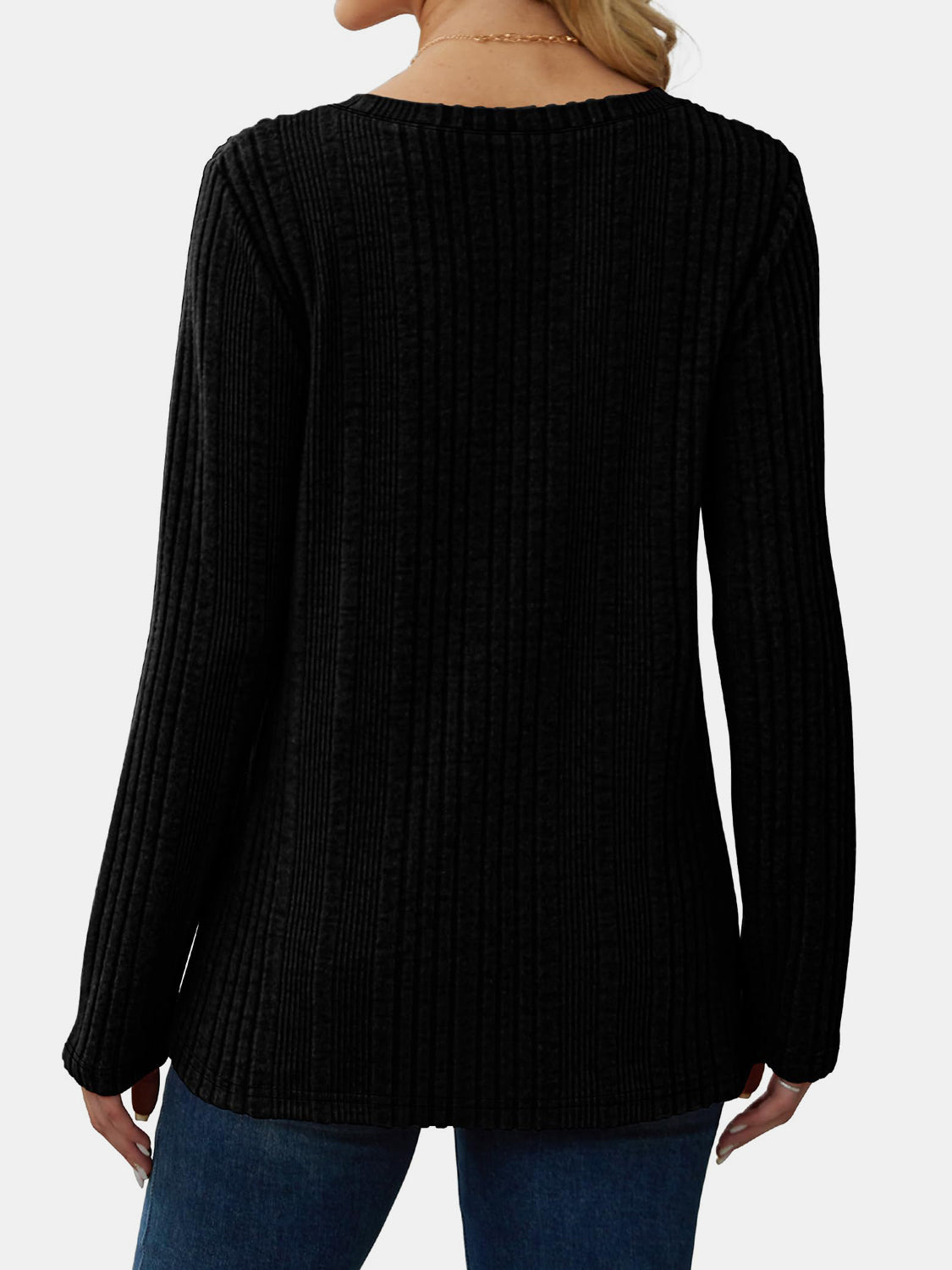 Vneck Long Sleeve Solid Shirt