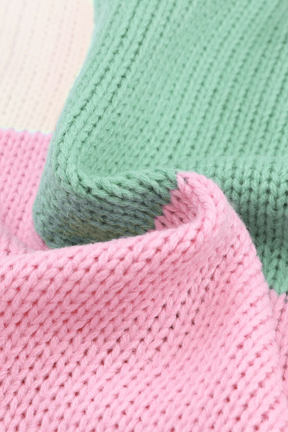 Colorblock Round Neck Drop Shoulder Sweater