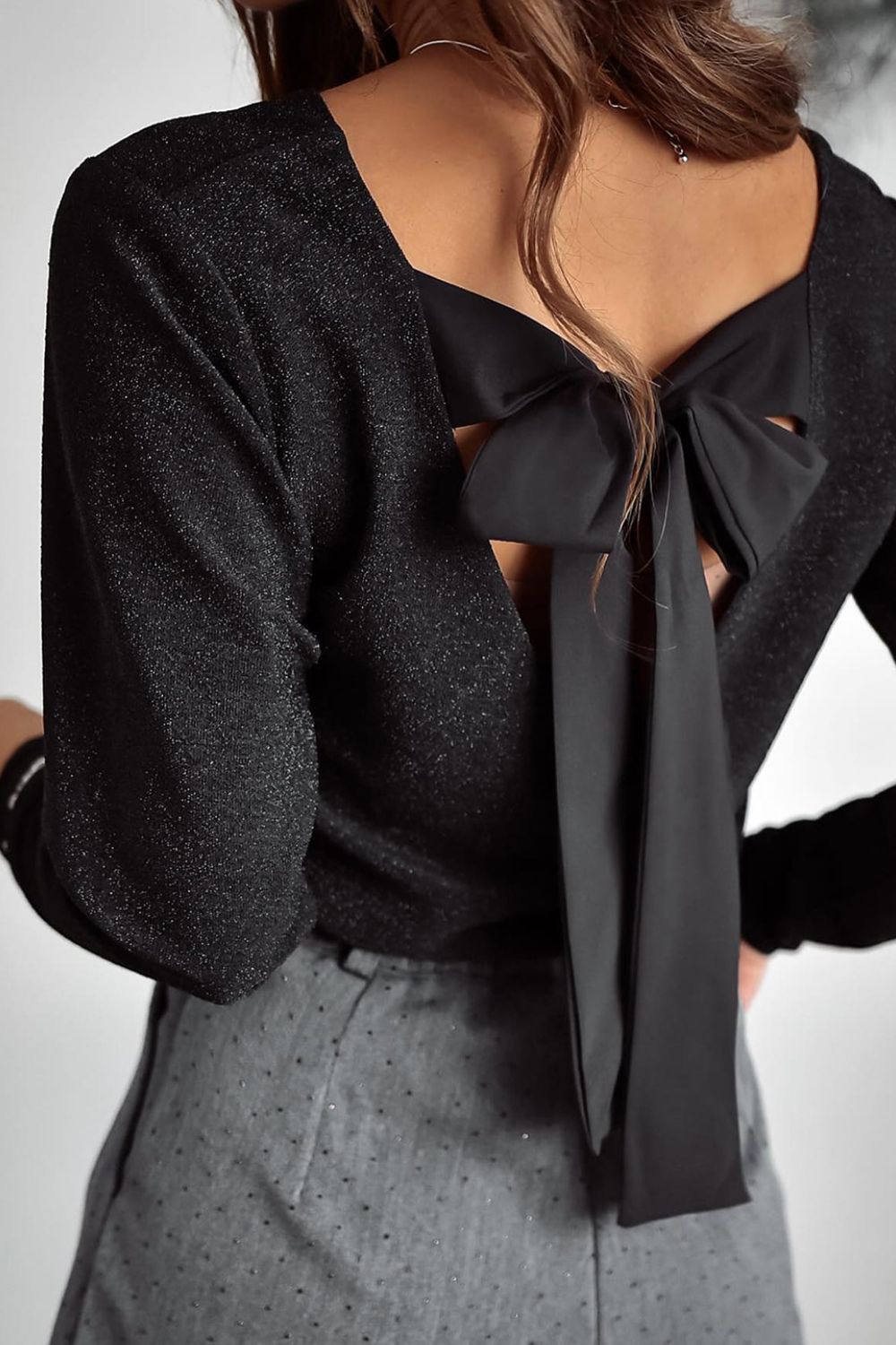 Bowknot Vneck Long Sleeve Blouse