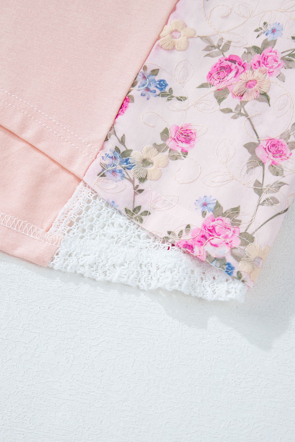 Floral V-Neck Three-Quarter Sleeve Blouse