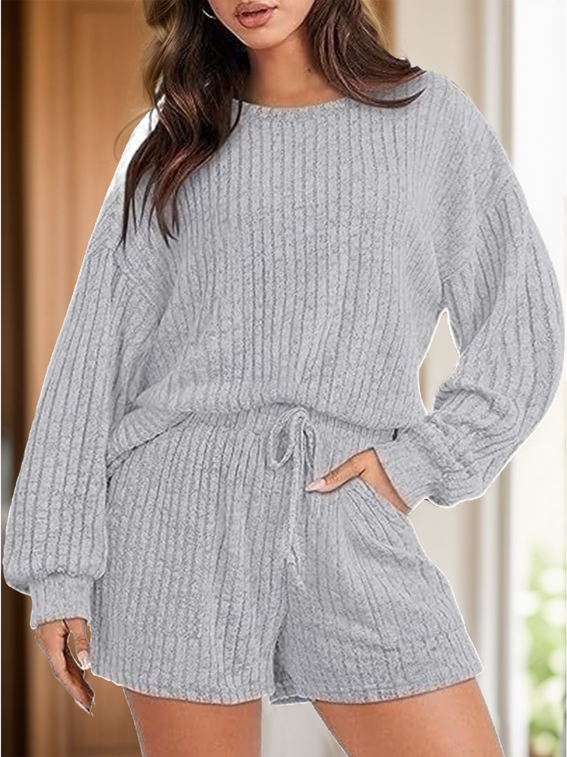 Lounge Worthy Dropped Shoulder Top and Shorts Set