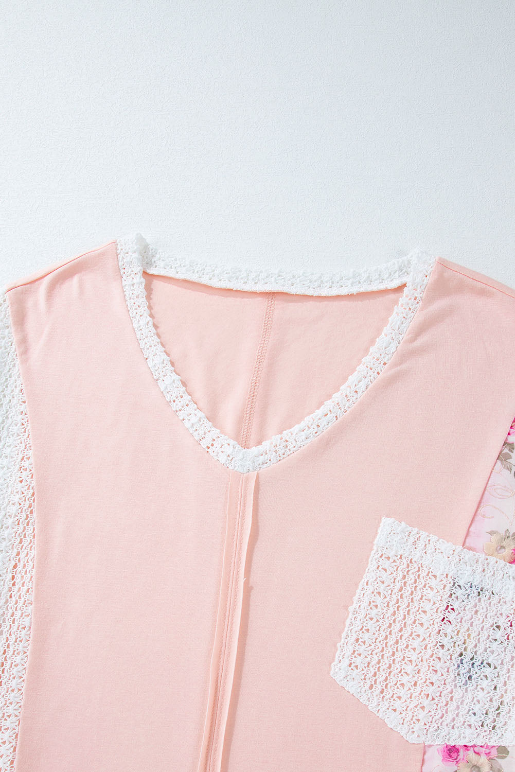 Floral V-Neck Three-Quarter Sleeve Blouse