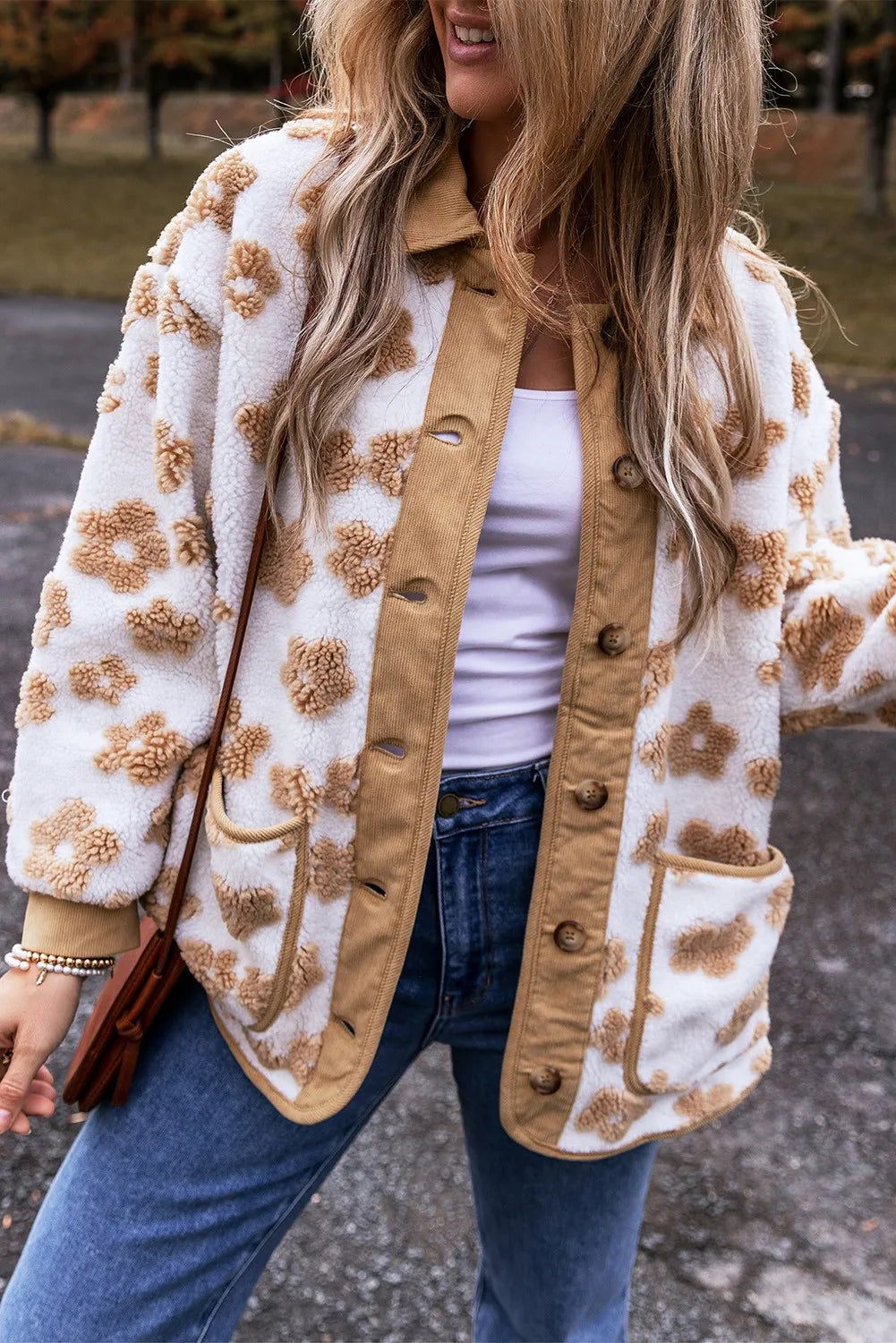 Retro Flower Sherpa Jacket