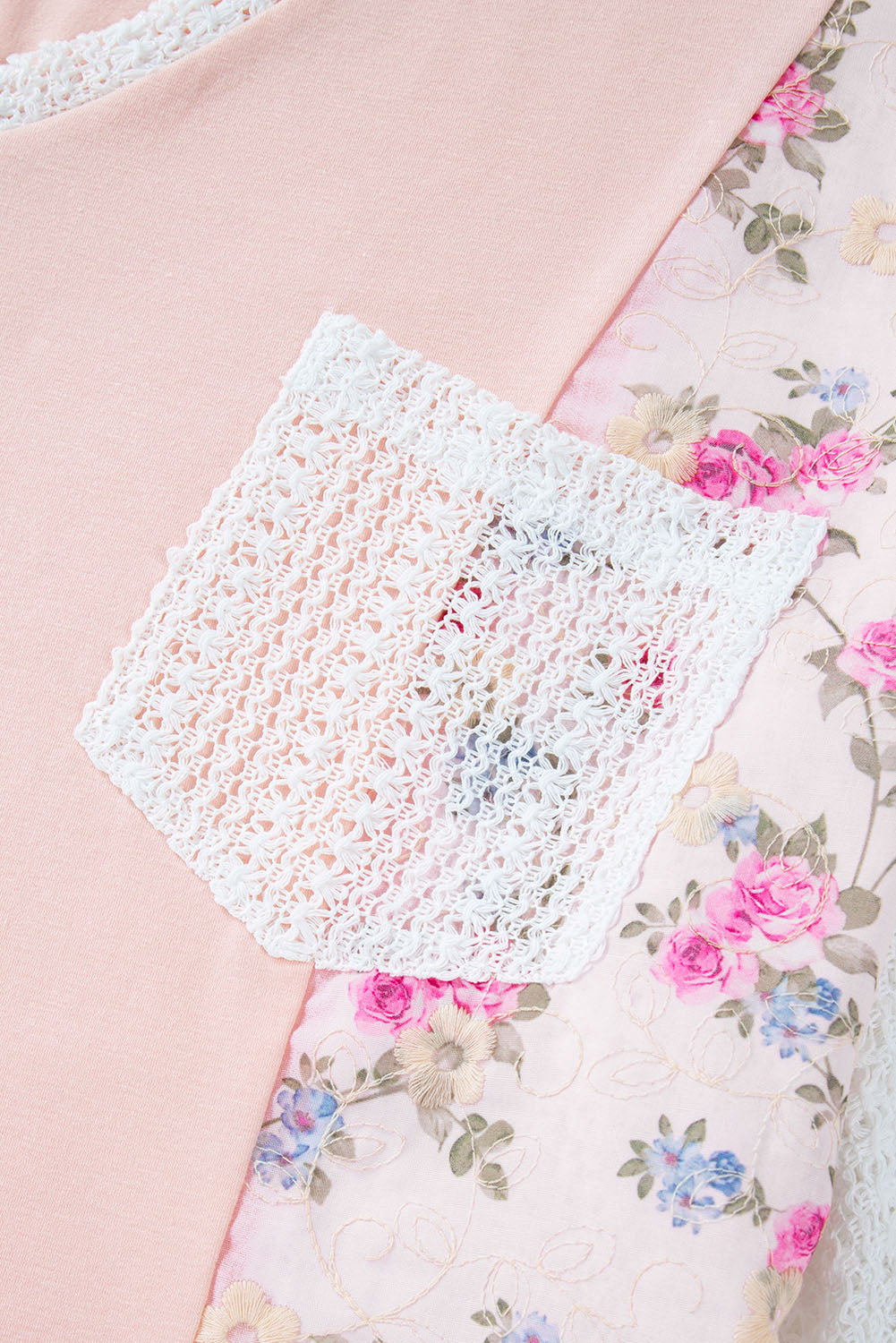 Floral V-Neck Three-Quarter Sleeve Blouse