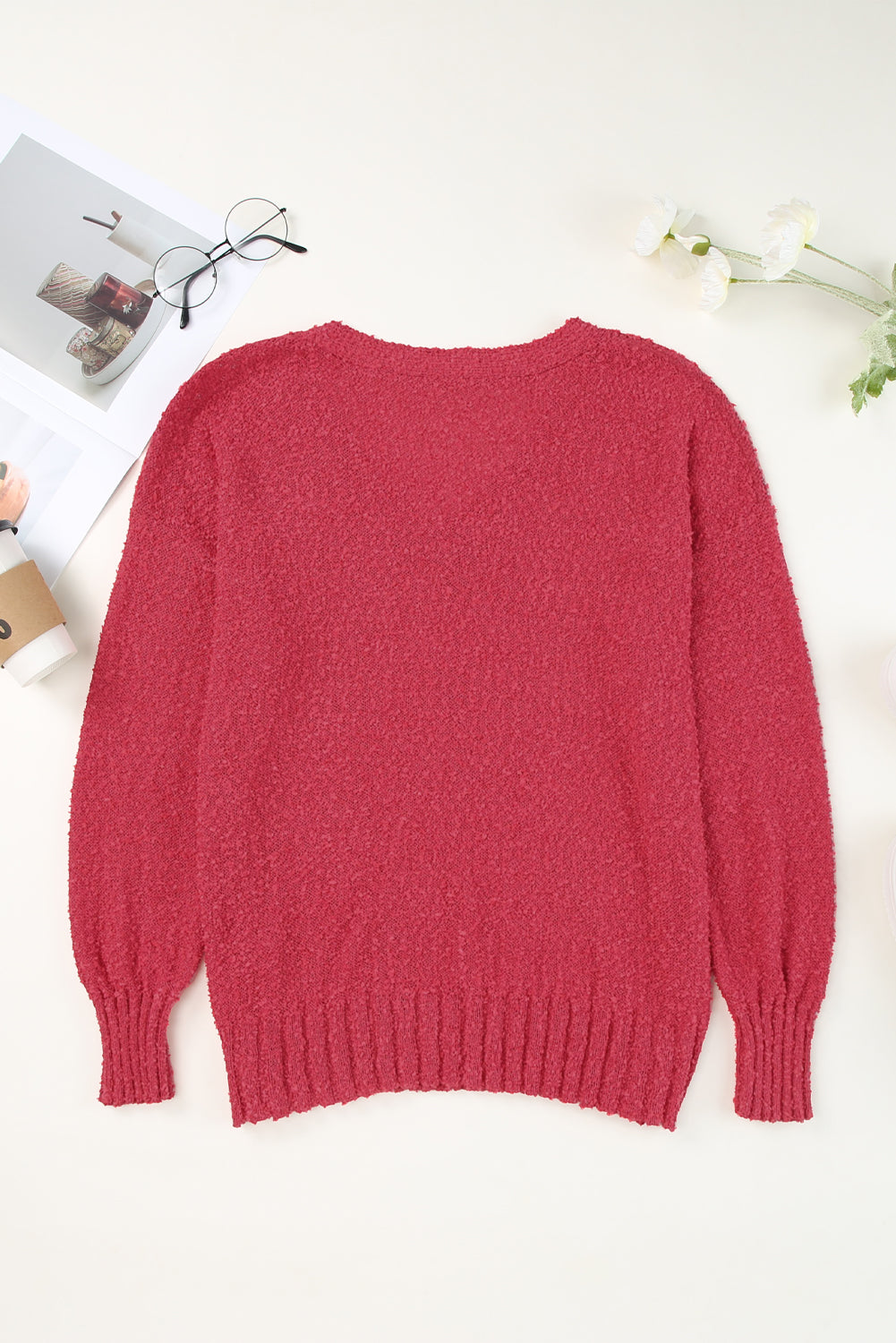 Vneck Dropped Shoulder Sweater