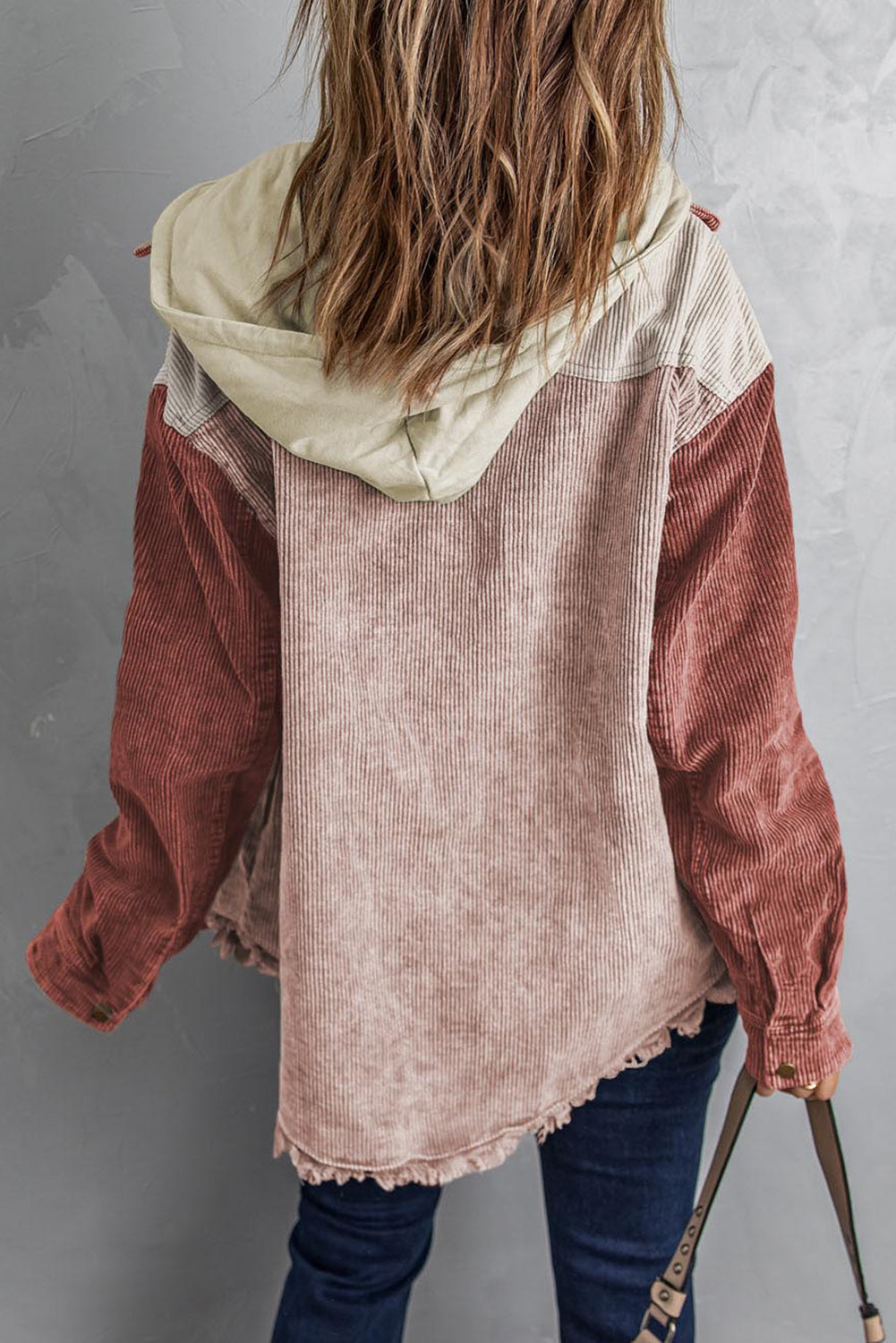 *App Exclusive* Snap Front Hooded Corduroy Shacket