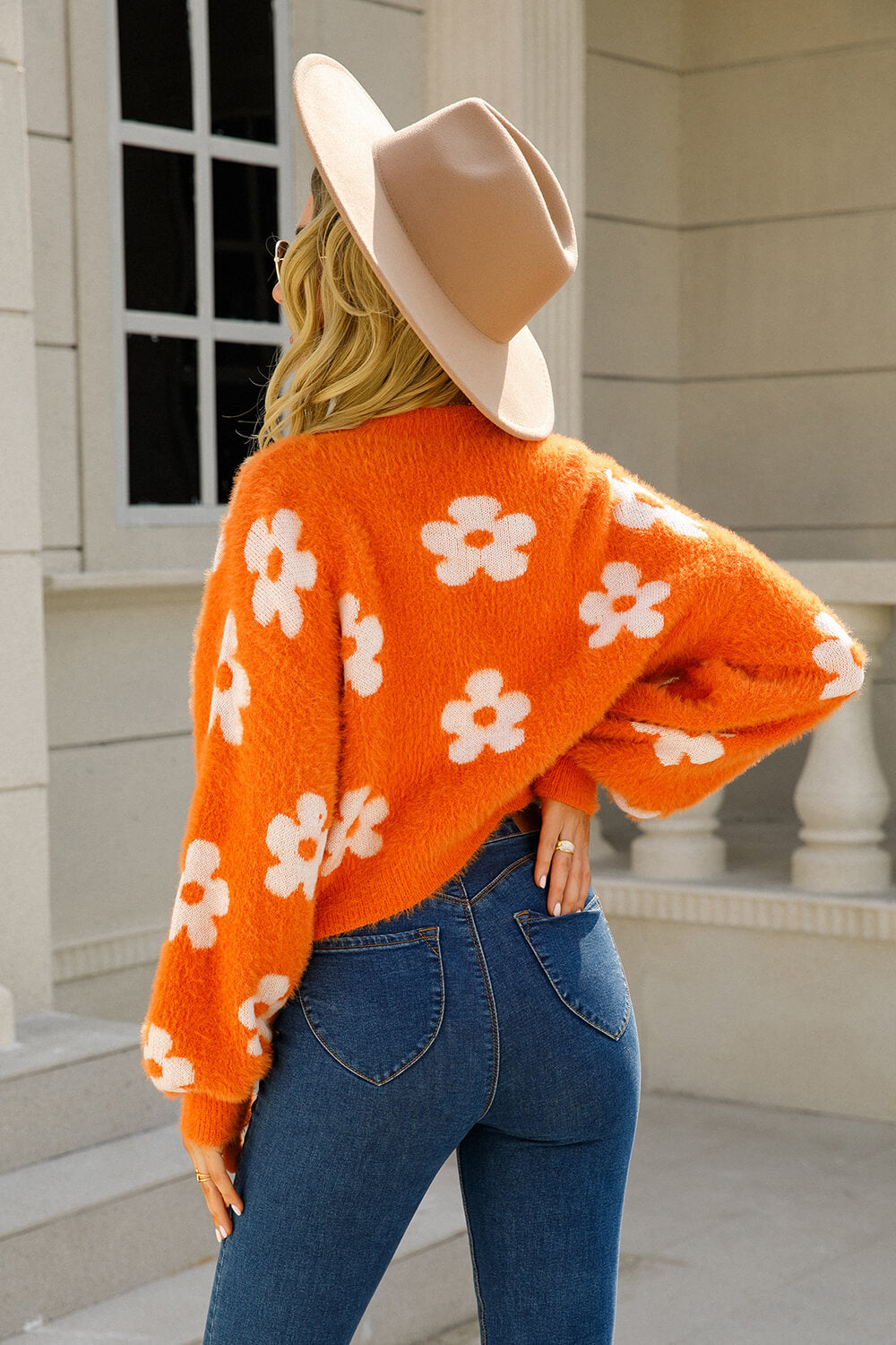 *App Exclusive* Floral Open Front Fuzzy Cardigan