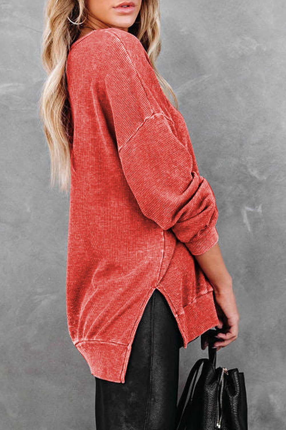 *APP EXCLUSIVE* Dropped Shoulder Slit Sweatshirt