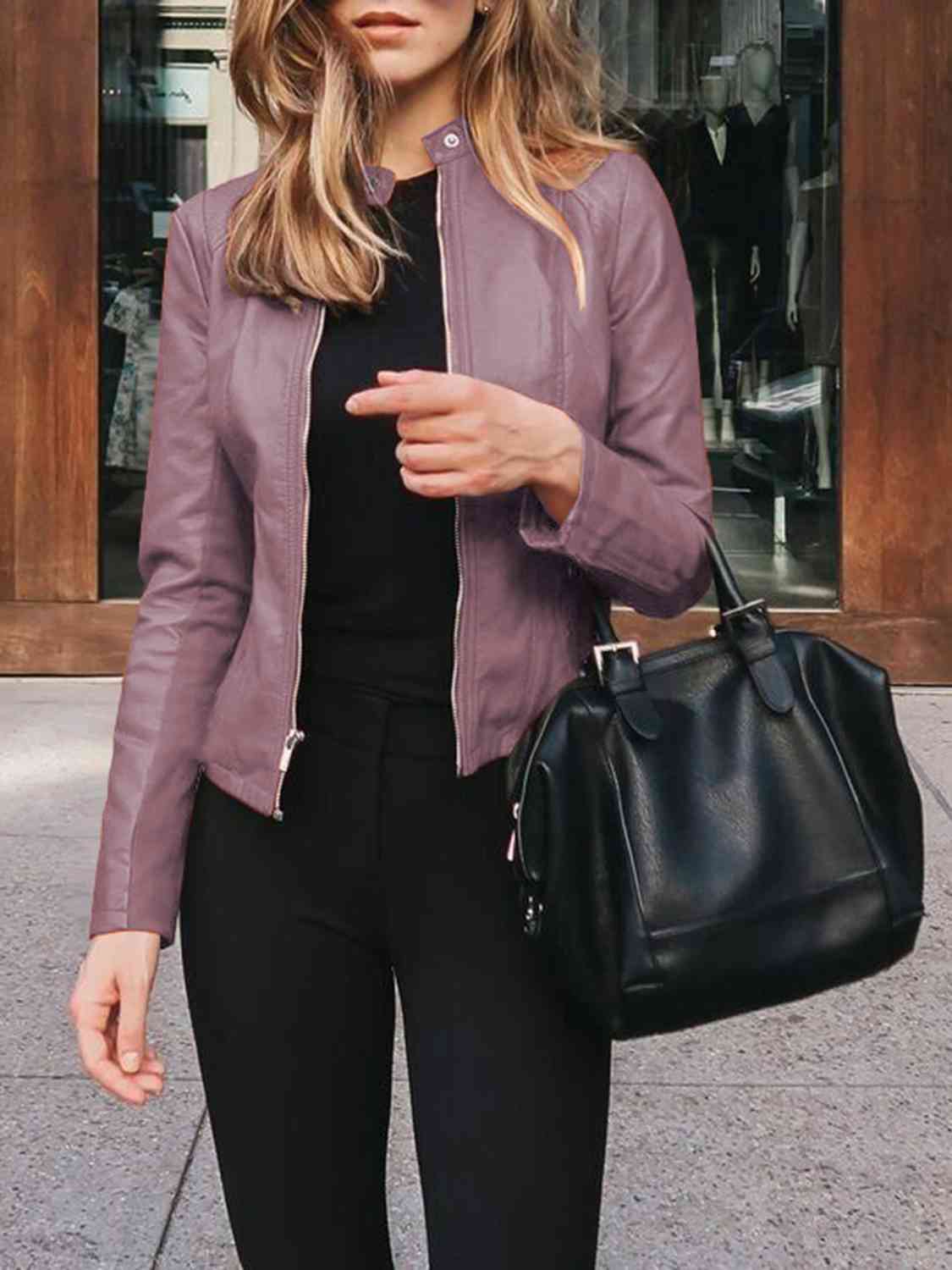 *APP EXCLUSIVE* Mock Neck Zip Up Jacket