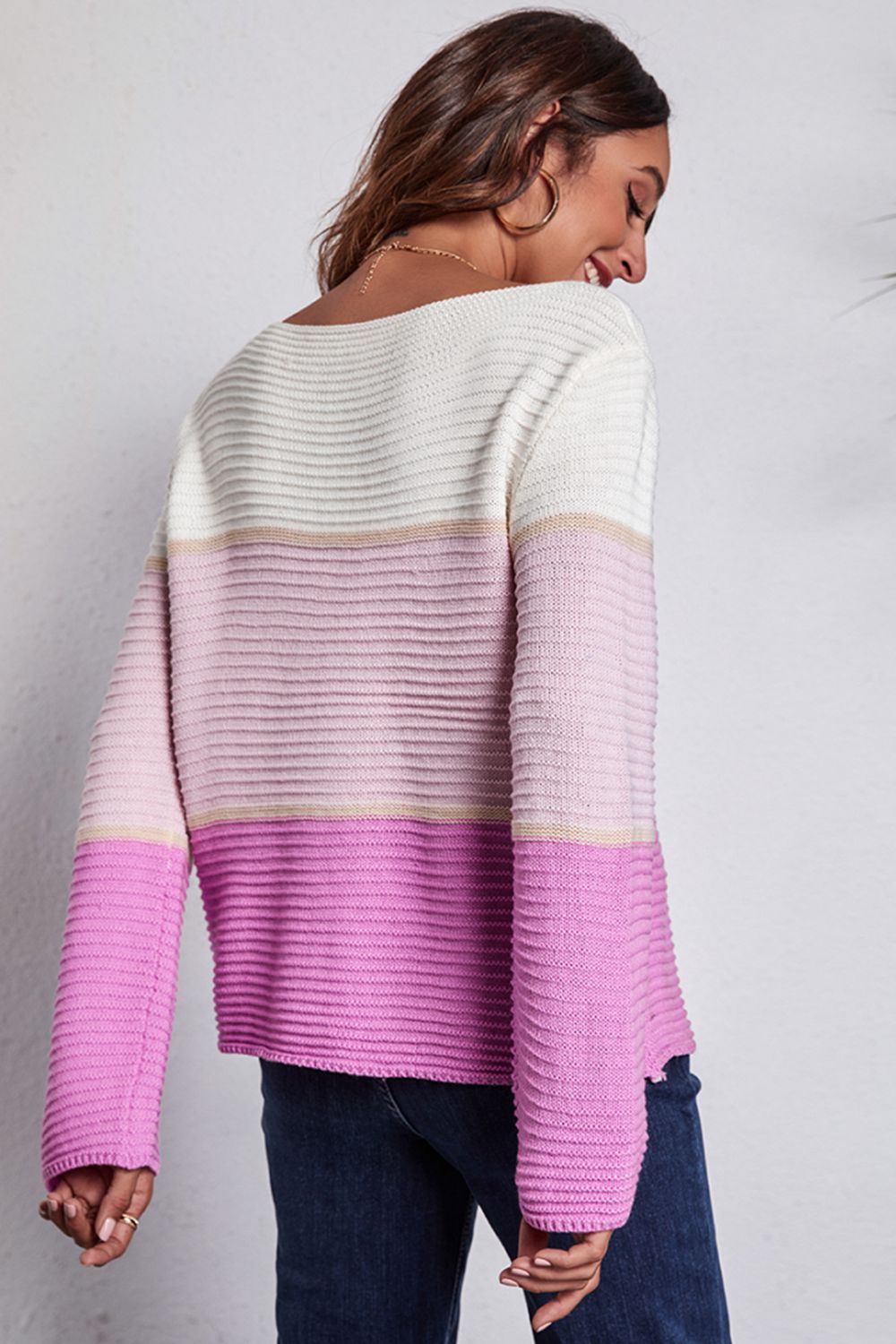 *APP EXCLUSIVE* Colorblock Horizontal Ribbing Sweater