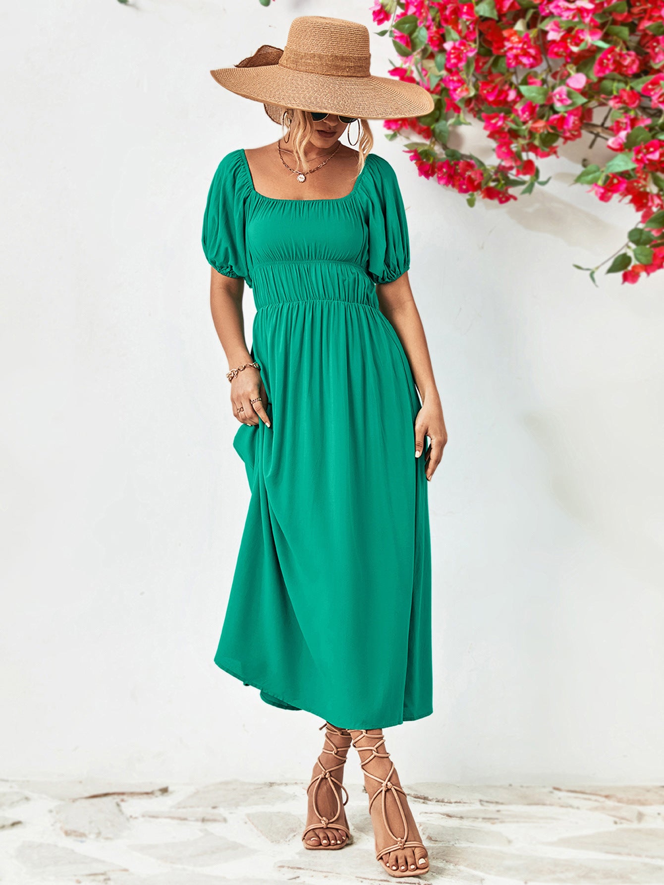 *APP EXCLUSIVE* Off-Shoulder Balloon Sleeve Midi Dress