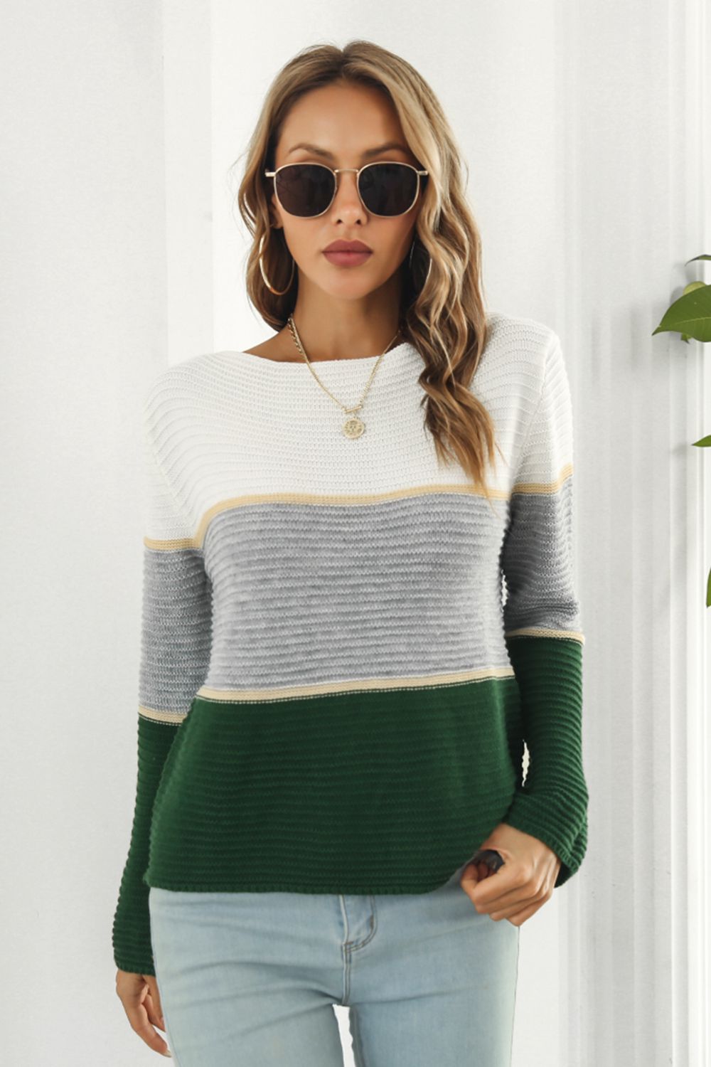*APP EXCLUSIVE* Colorblock Horizontal Ribbing Sweater