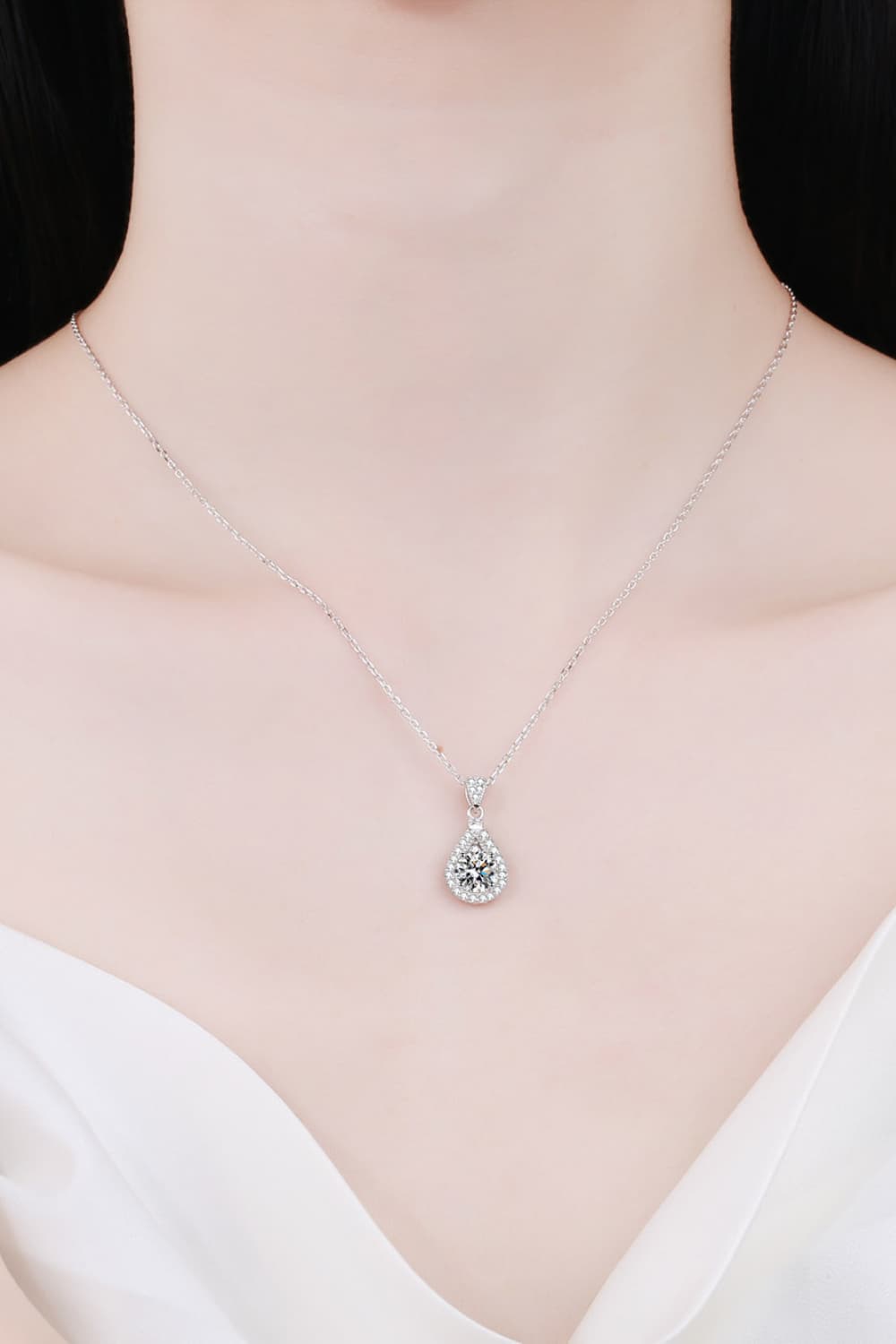 *APP EXCLUSIVE* 2 Carat Moissanite Teardrop Pendant 925 Sterling Silver Necklace