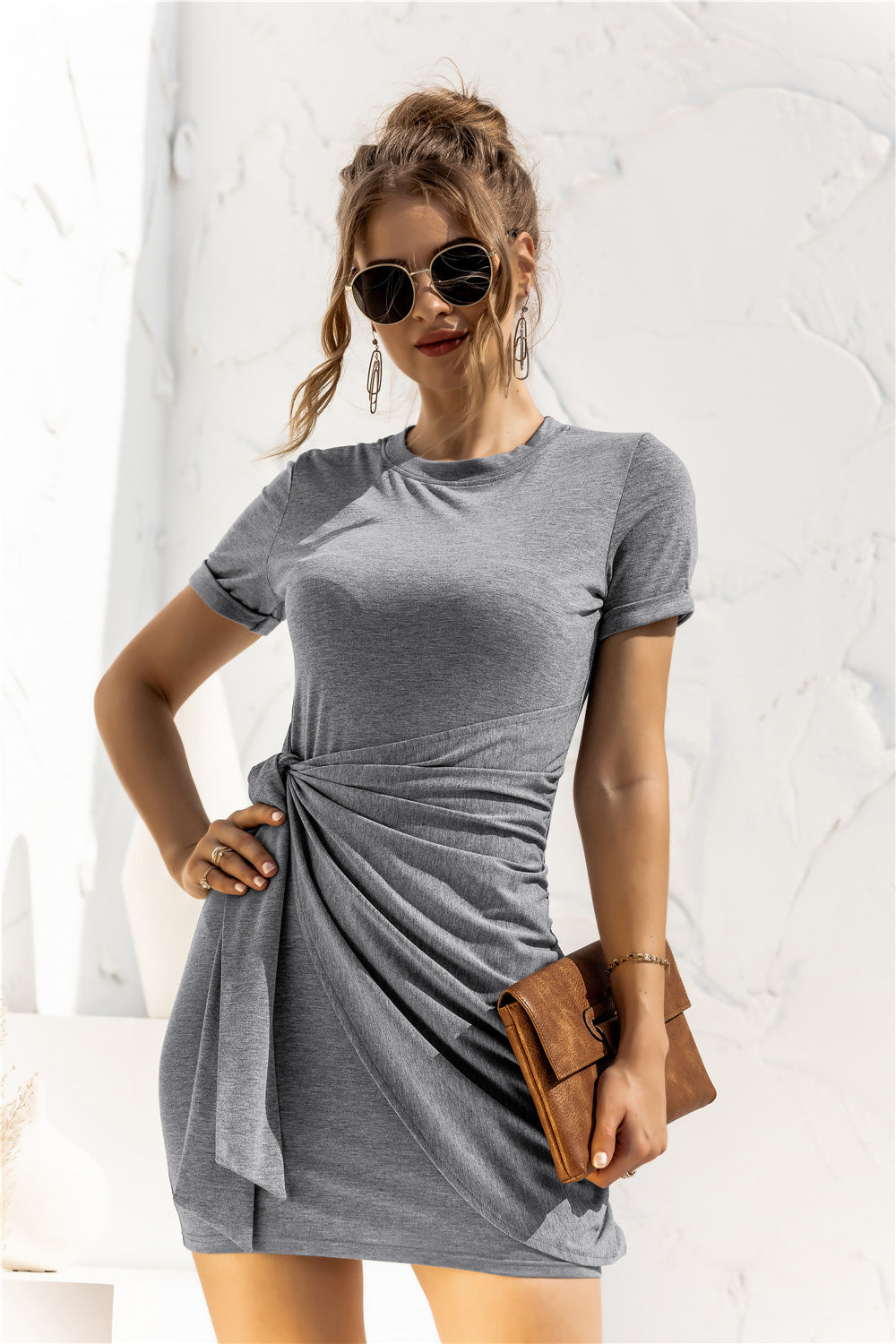 *APP EXCLUSIVE* Cuffed Sleeve Side Tie Dress