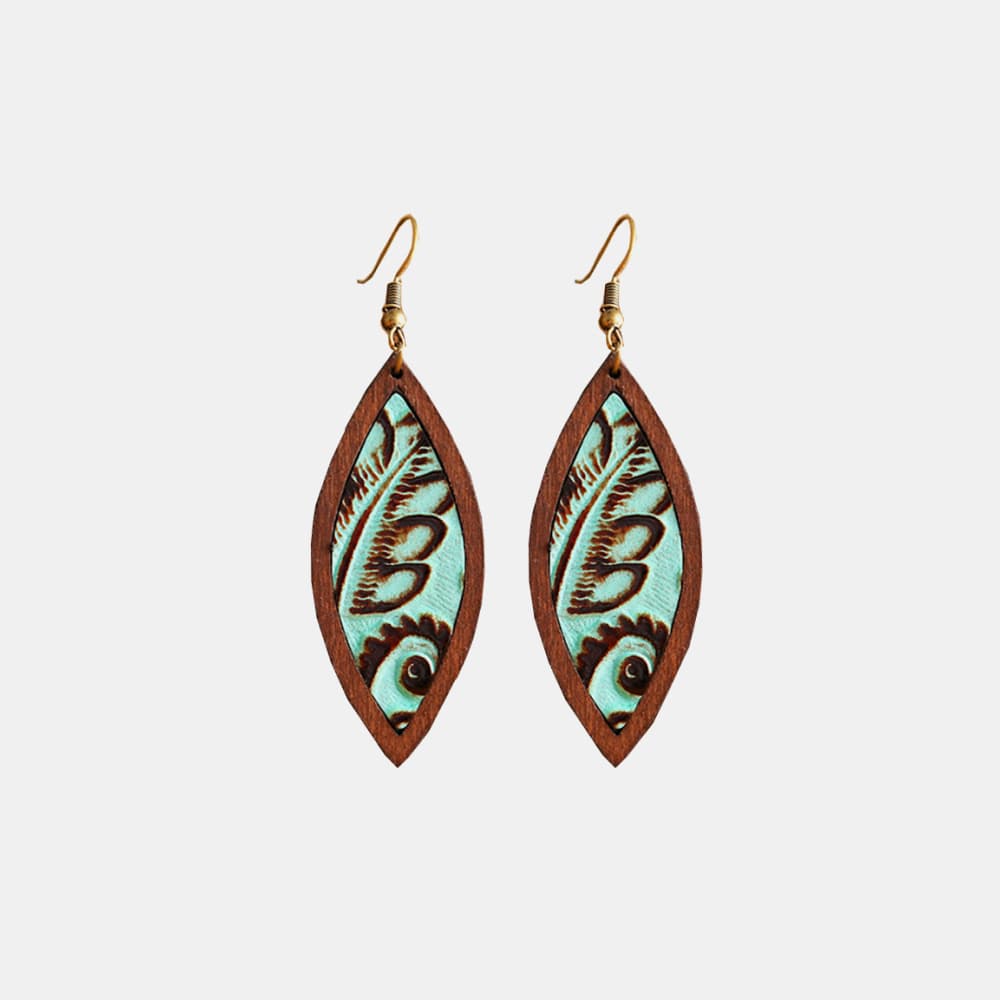 *APP EXCLUSIVE* Turquoise Wooden Dangle Earrings