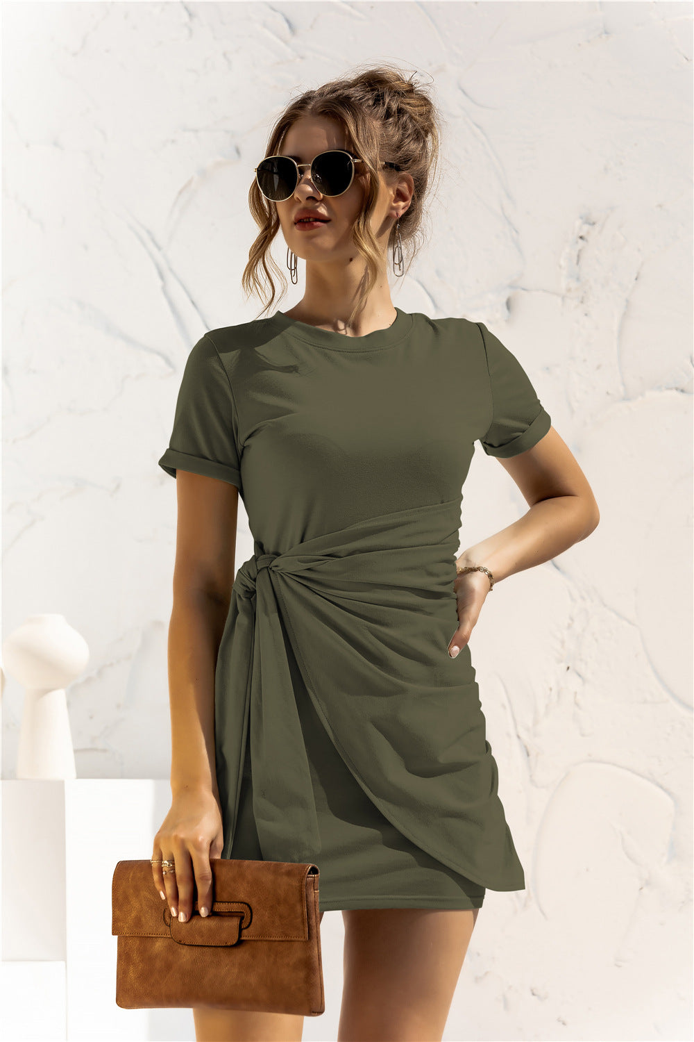 *APP EXCLUSIVE* Cuffed Sleeve Side Tie Dress